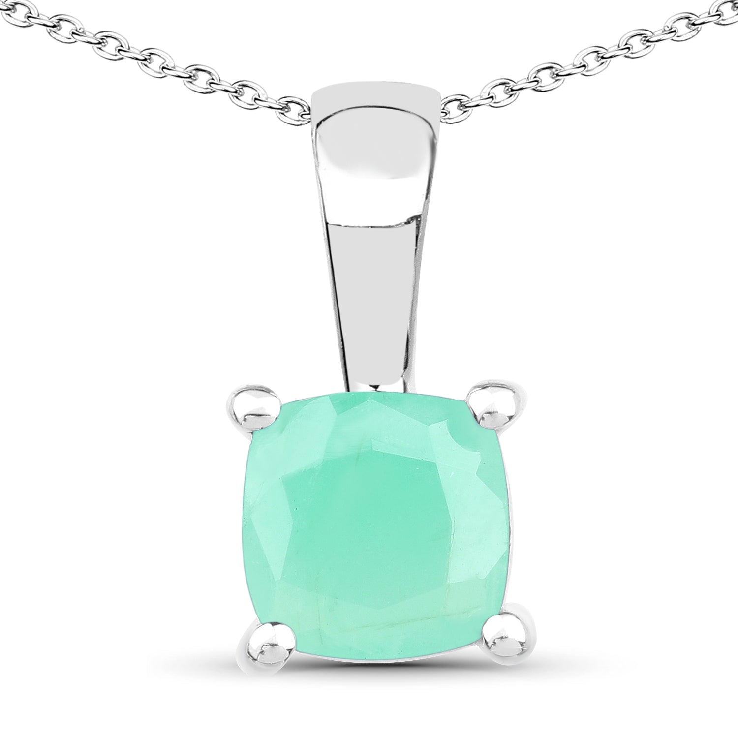 1.80 Carat Genuine Emerald, Glass Filled Ruby & Glass Filled Sapphire .925 Sterling Silver Pendant on sale at MyriadMart