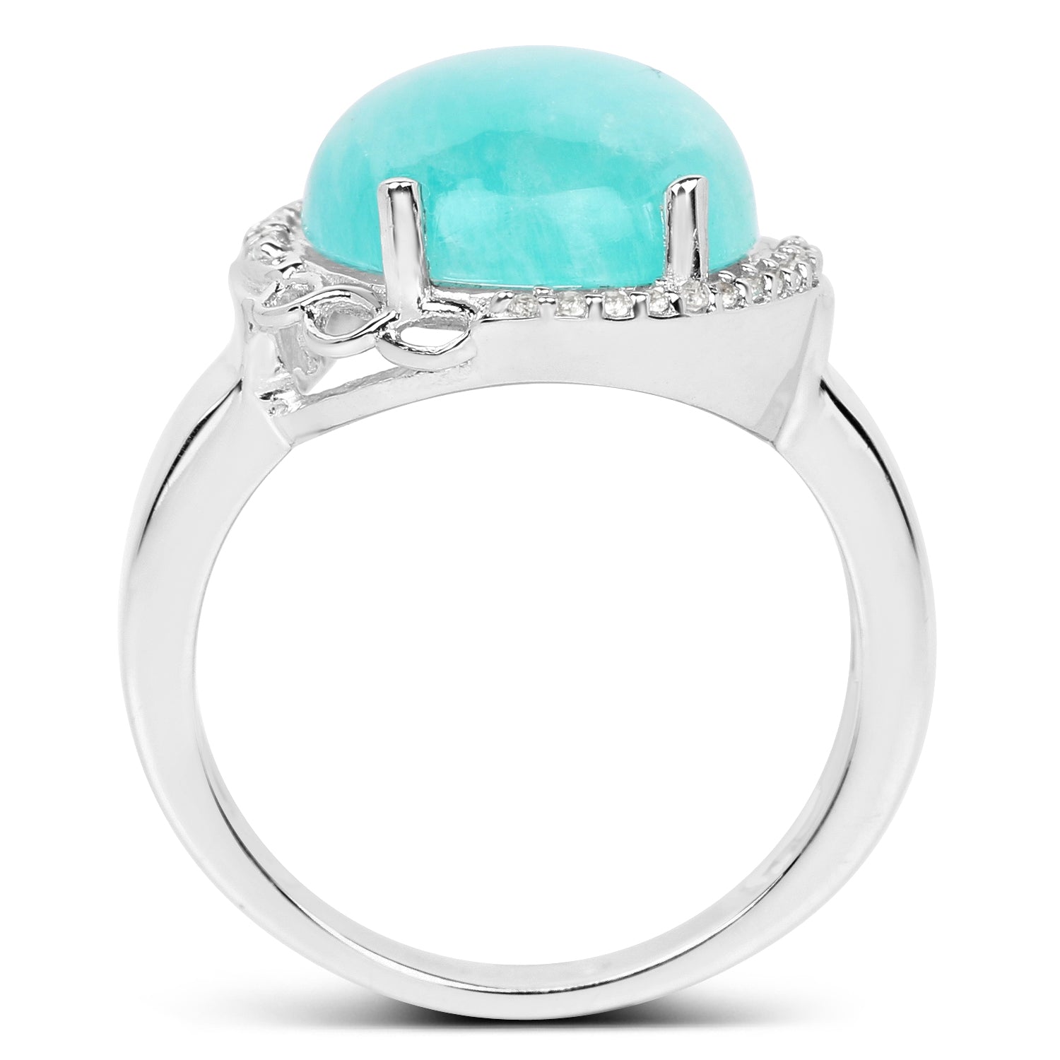 7.86 Carat Genuine Amazonite And White Topaz .925 Sterling Silver Ring on sale at MyriadMart