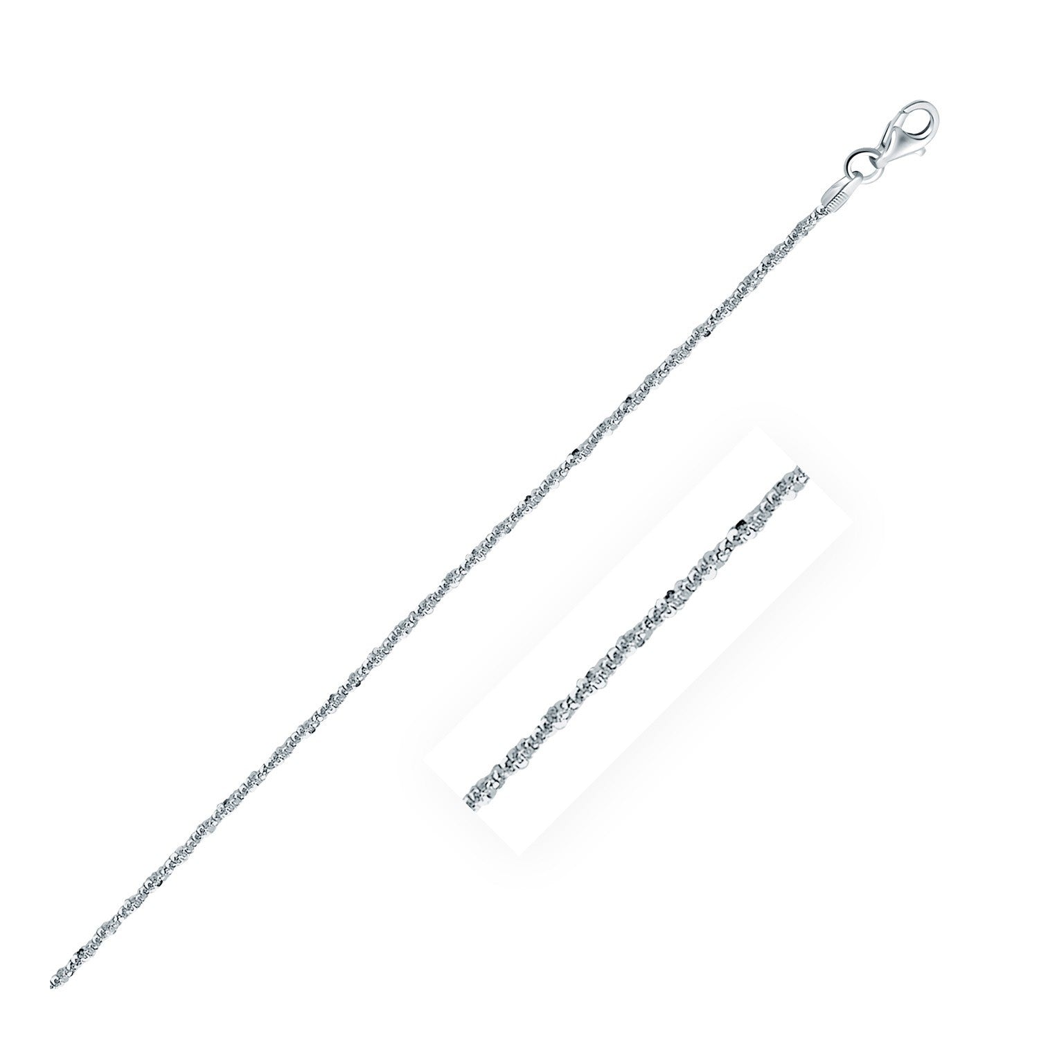 Rhodium Plated 1.7mm Sterling Silver Sparkle Style Chain on sale at MyriadMart