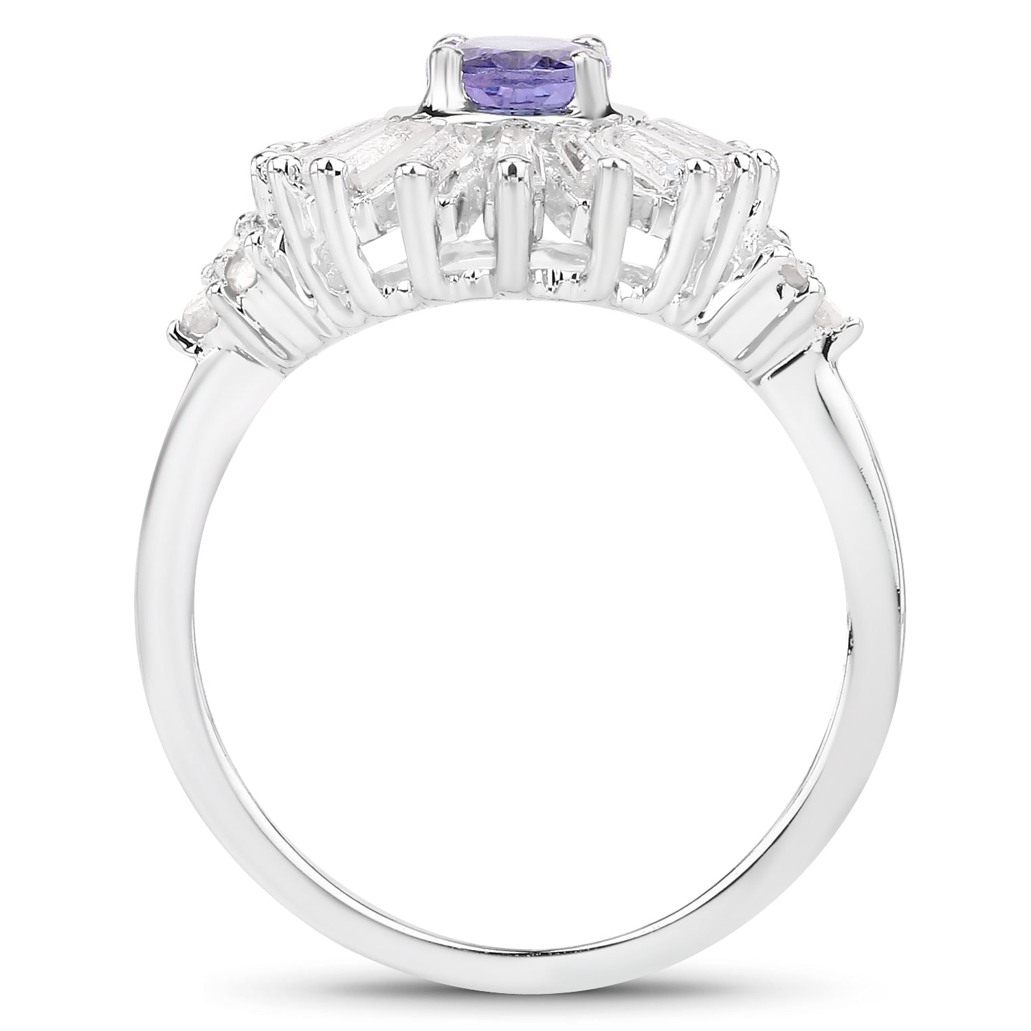 2.01 Carat Genuine Tanzanite and White Topaz .925 Sterling Silver Ring on sale at MyriadMart