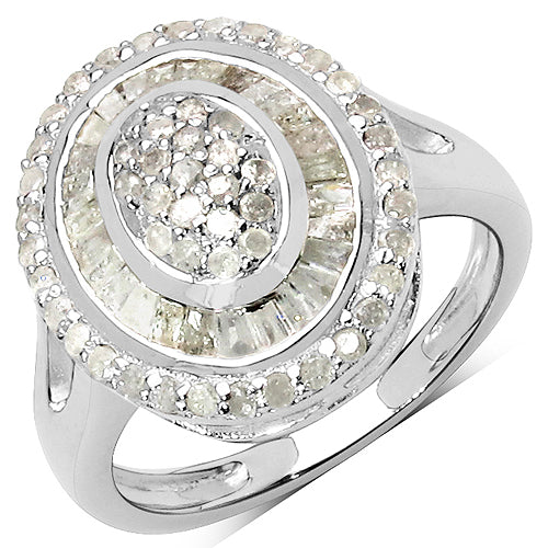 1.08 Carat Genuine White Diamond .925 Sterling Silver Ring on sale at MyriadMart
