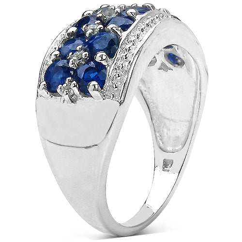 2.00 Carat Genuine Kyanite & White Topaz .925 Sterling Silver Ring on sale at MyriadMart