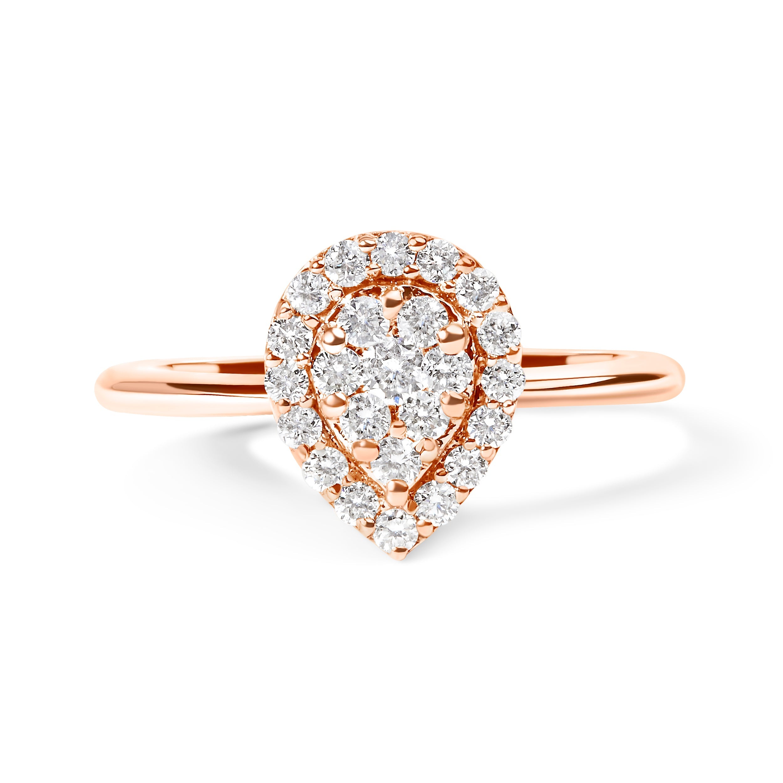 10K Rose Gold 3/8 Cttw Round-Cut Diamond Pear Promise Ring I-J Color, I2-I3 Clarity - Size 7 on sale at MyriadMart