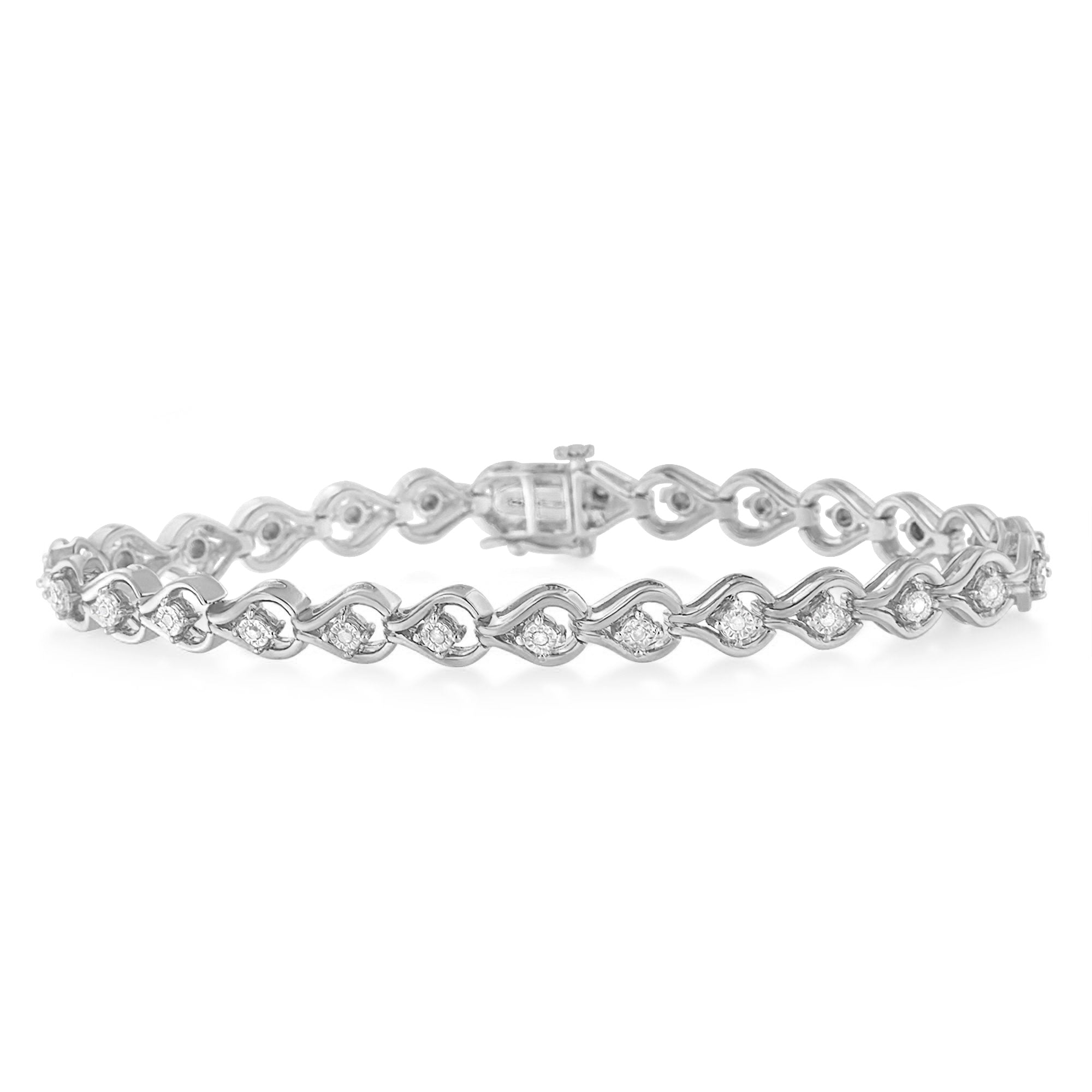 .925 Sterling Silver 1/4 Cttw Diamond Miracle-Set Teardrop Shaped 7â€ Link Bracelet I-J Color, I3 Clarity on sale at MyriadMart
