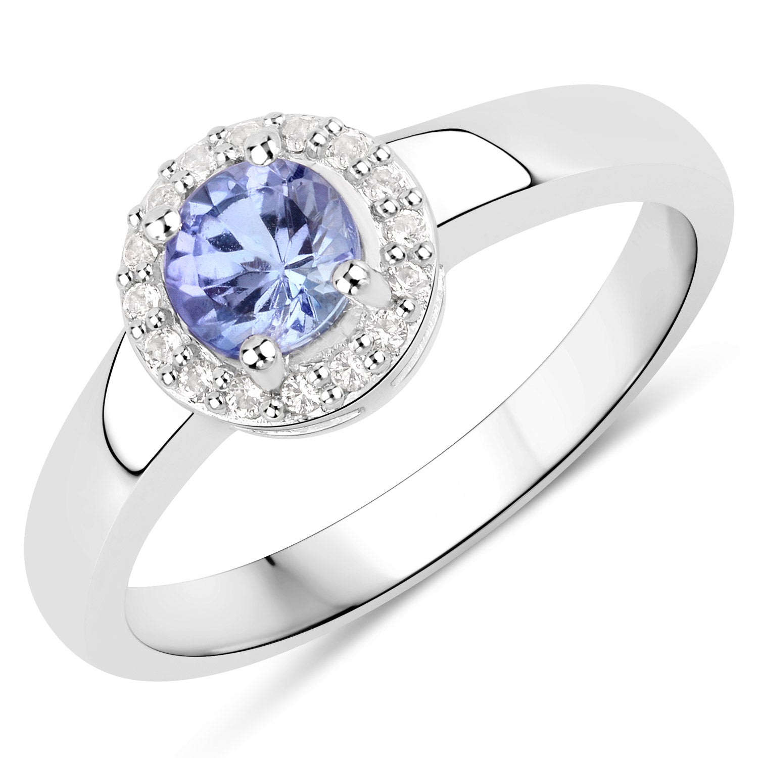 0.55 Carat Genuine Tanzanite and White Topaz .925 Sterling Silver Ring on sale at MyriadMart