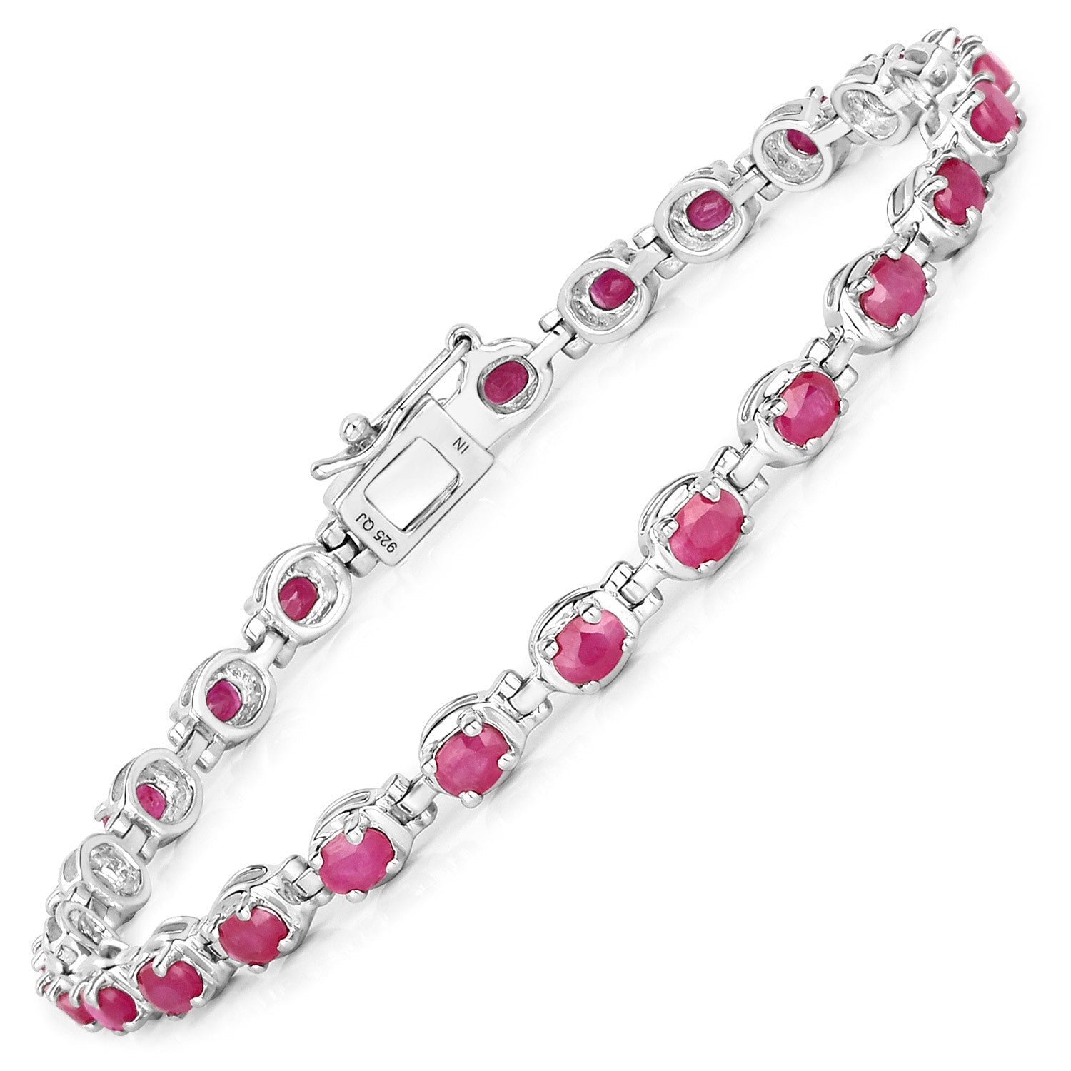 5.50 Carat Genuine Ruby .925 Sterling Silver Bracelet on sale at MyriadMart