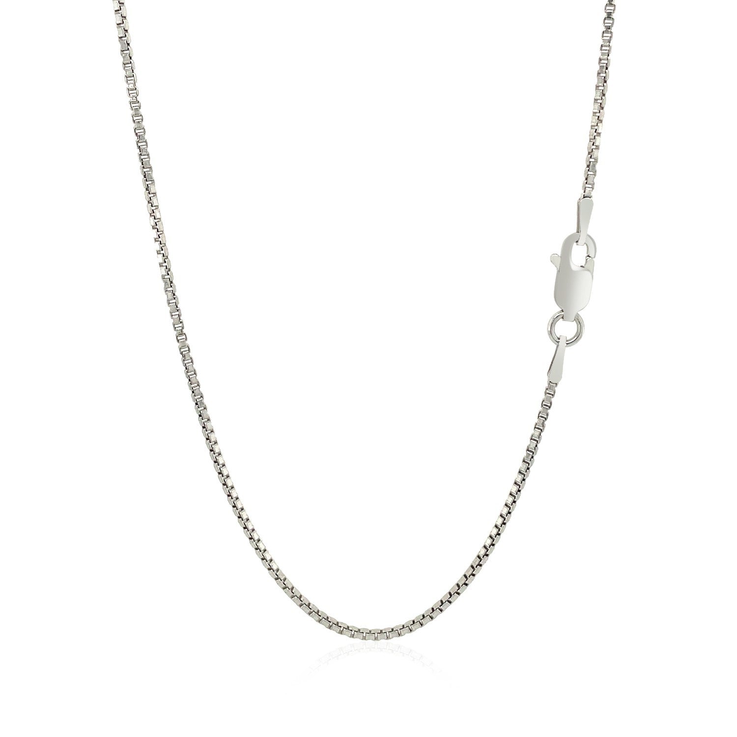 Sterling Silver Rhodium Plated Box Chain 1.3mm on sale at MyriadMart