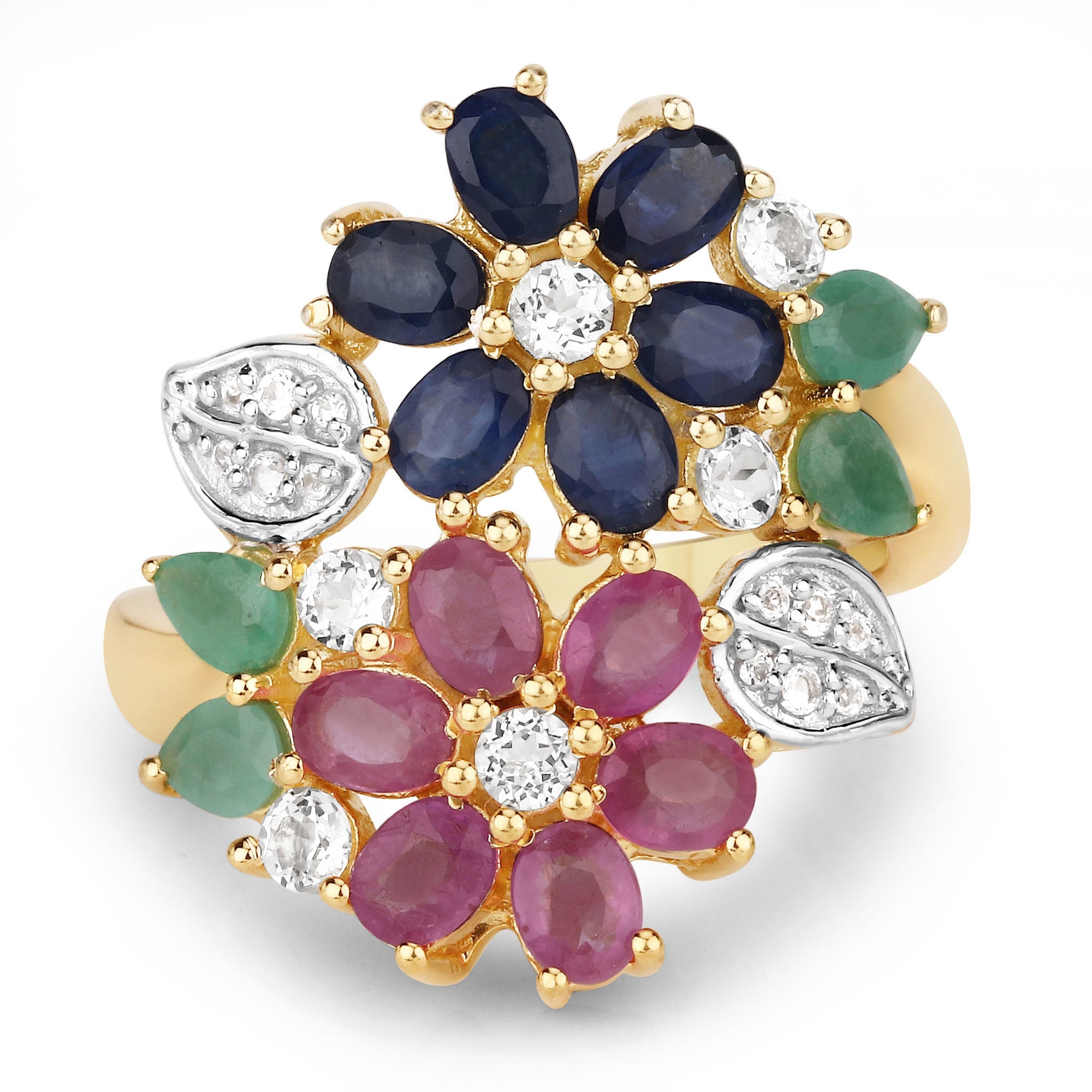 3.65 Carat Genuine Multi Stones .925 Sterling Silver Ring on sale at MyriadMart