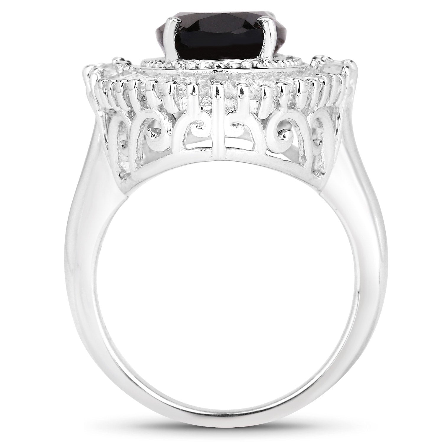 8.12 Carat Genuine Smoky Quartz and White Topaz .925 Sterling Silver Ring on sale at MyriadMart