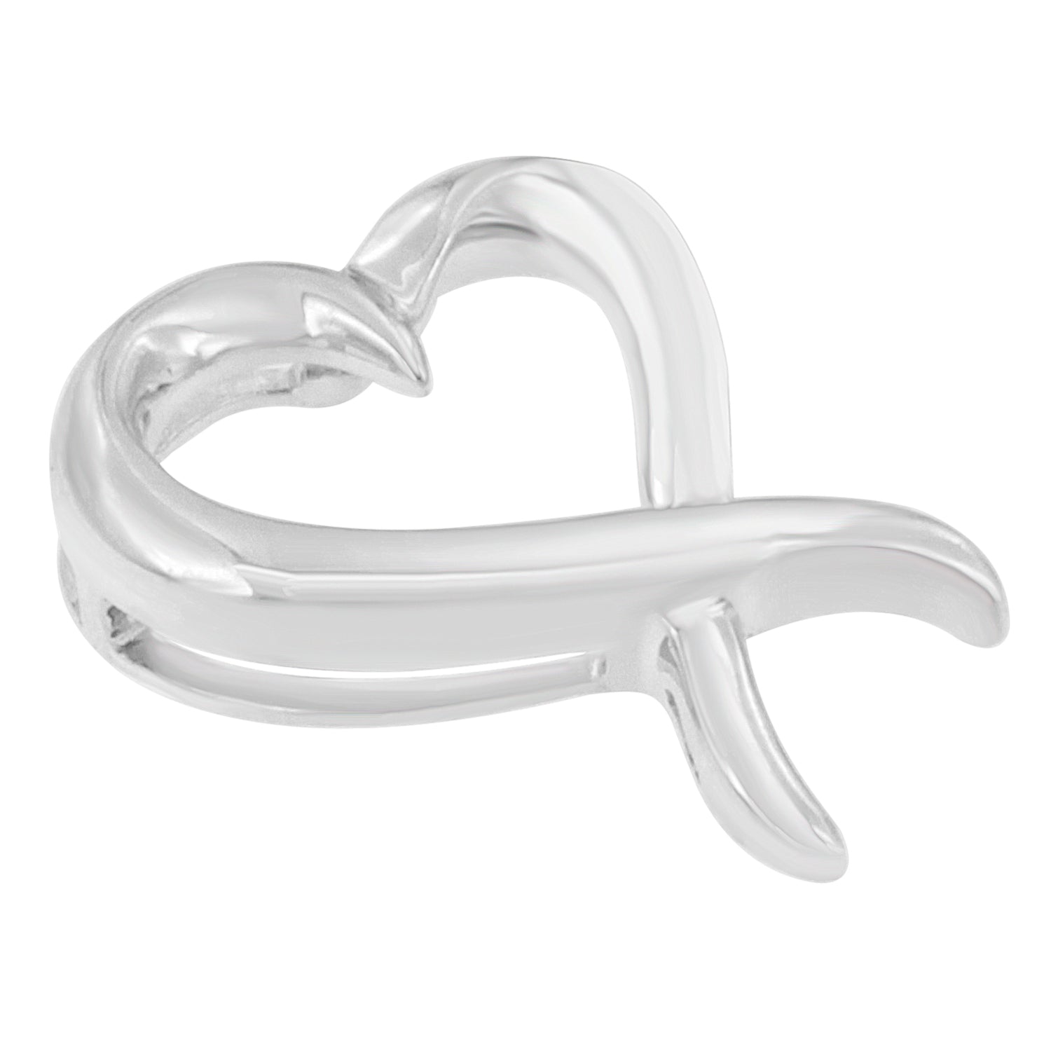 .925 Sterling Silver Open Heart-Shaped Awareness Ribbon Pendant Necklace on sale at MyriadMart