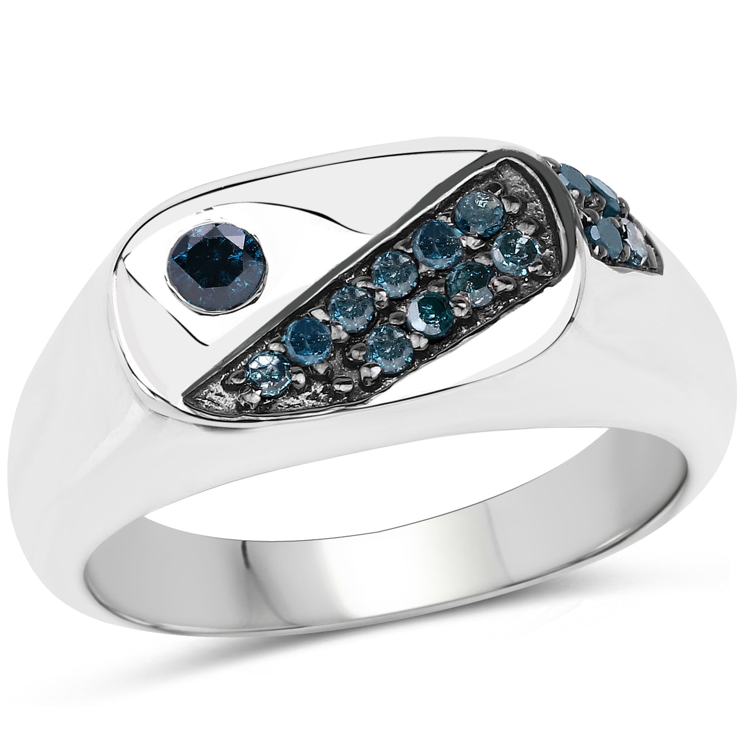 0.31 Carat Genuine Blue Diamond .925 Sterling Silver Ring on sale at MyriadMart