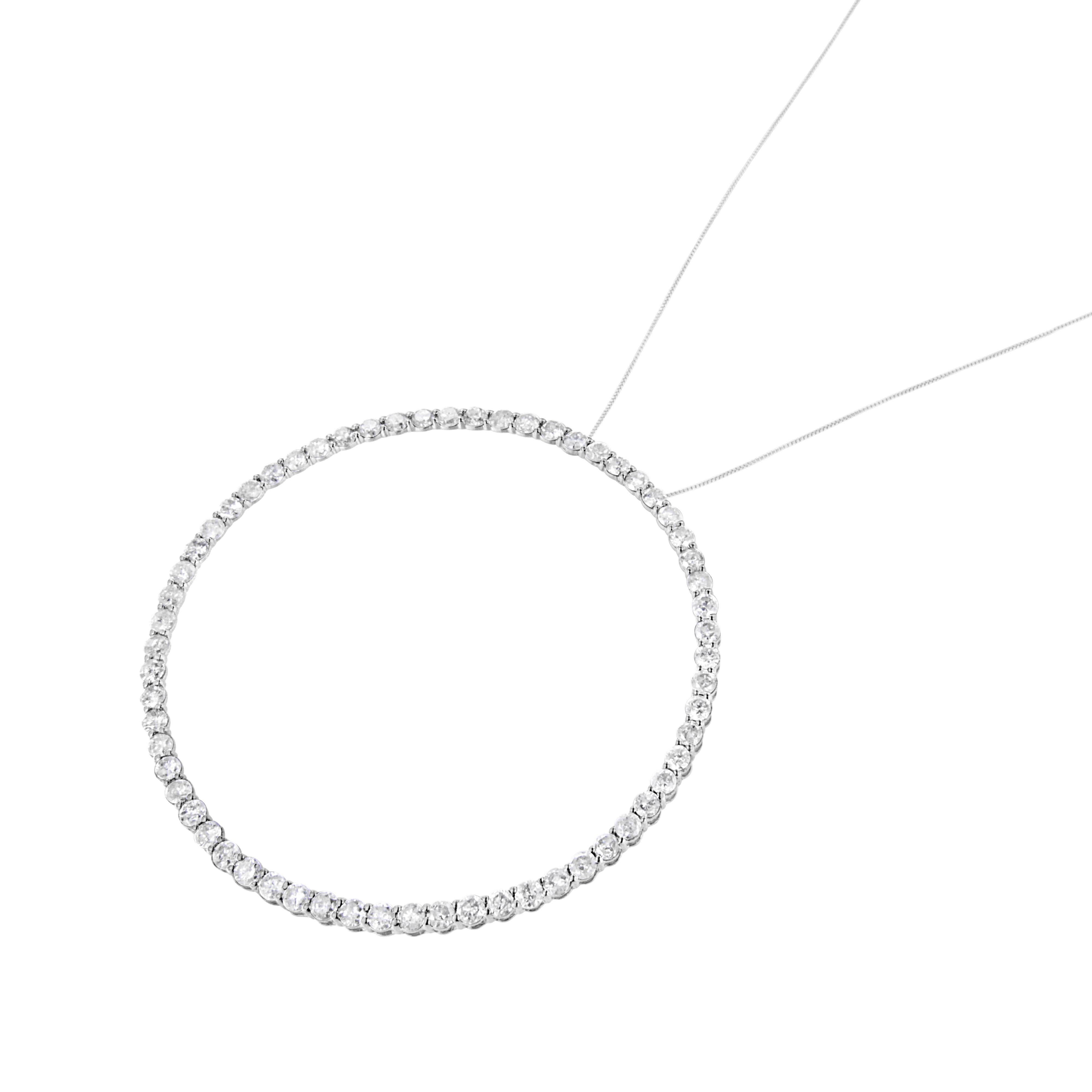 .925 Sterling Silver 5.0 Cttw Prong Set Round-cut Diamond Open Circle Hoop 18" Pendant Necklace I-J Color, I2-I3 Clarity on sale at MyriadMart