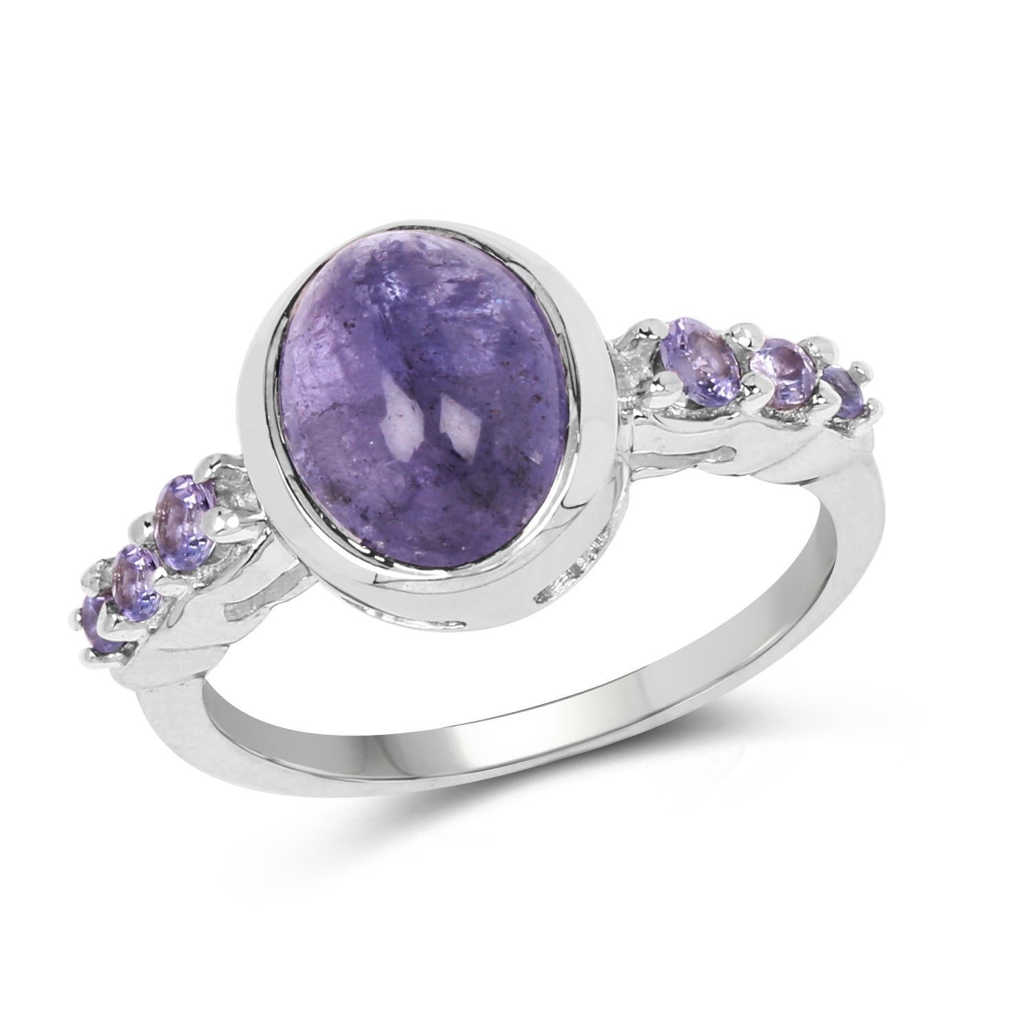 3.82 Carat Genuine Tanzanite .925 Sterling Silver Ring on sale at MyriadMart