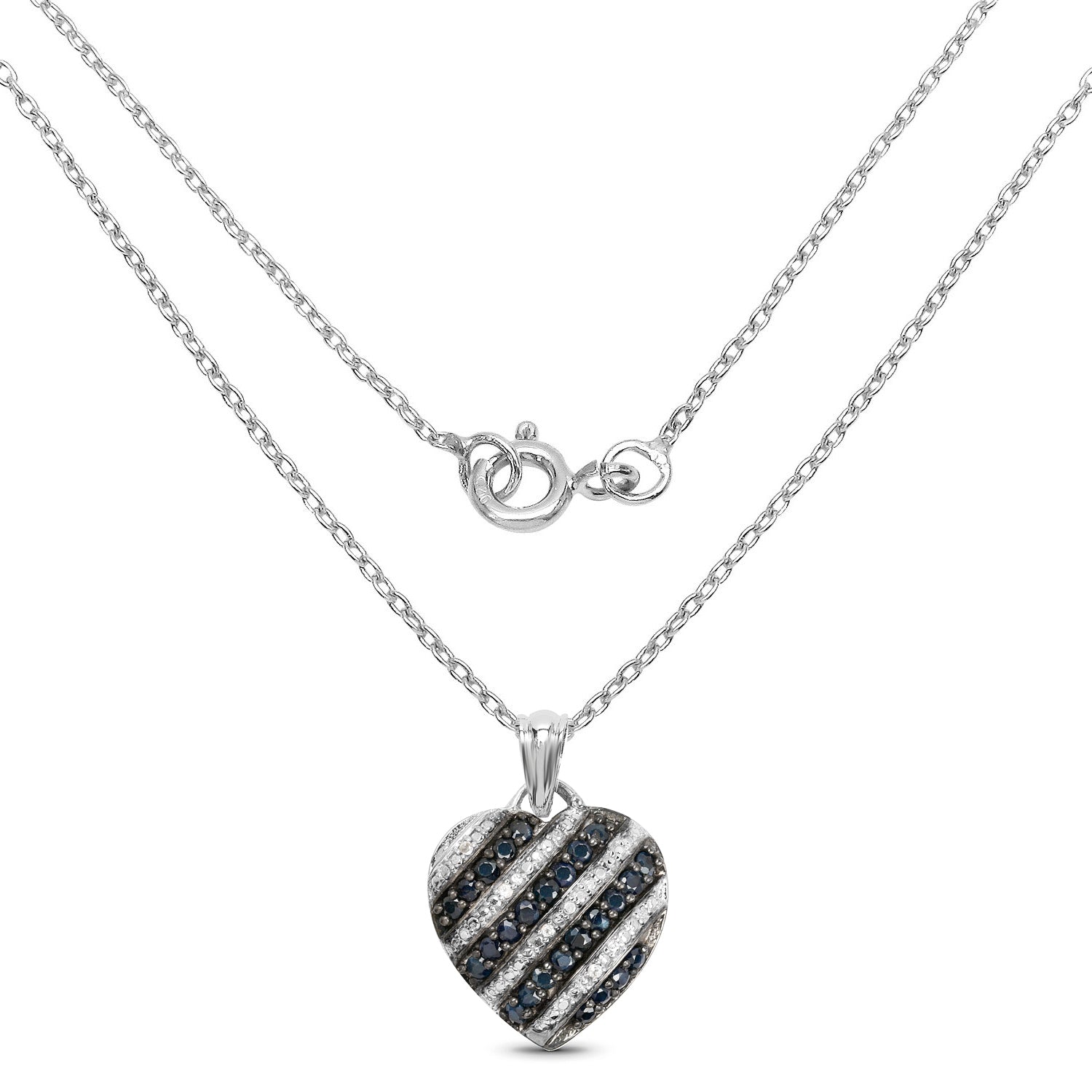 1.55 Carat Genuine Blue Sapphire and White Topaz .925 Sterling Silver Pendant on sale at MyriadMart