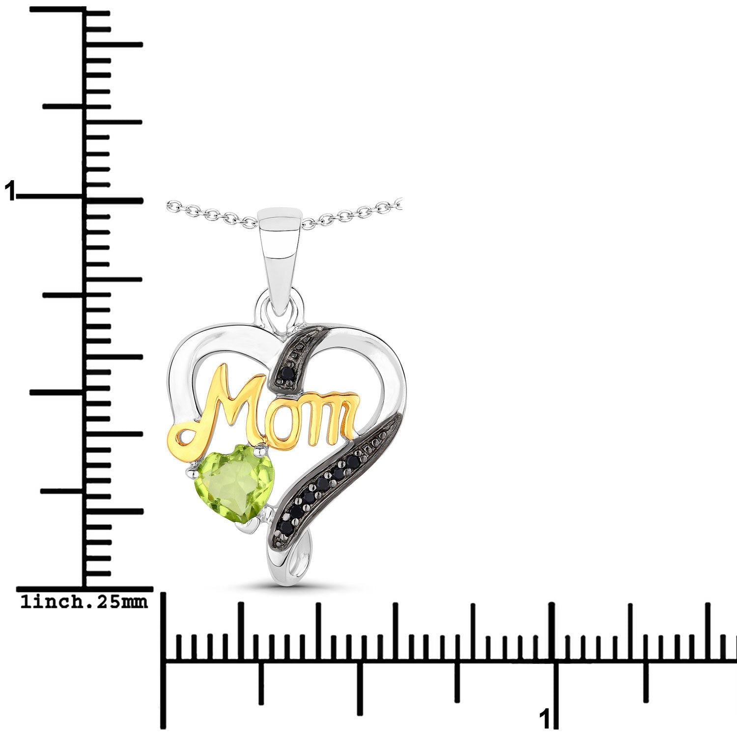 0.49 Carat Genuine Peridot and Black Spinel .925 Sterling Silver Pendant on sale at MyriadMart