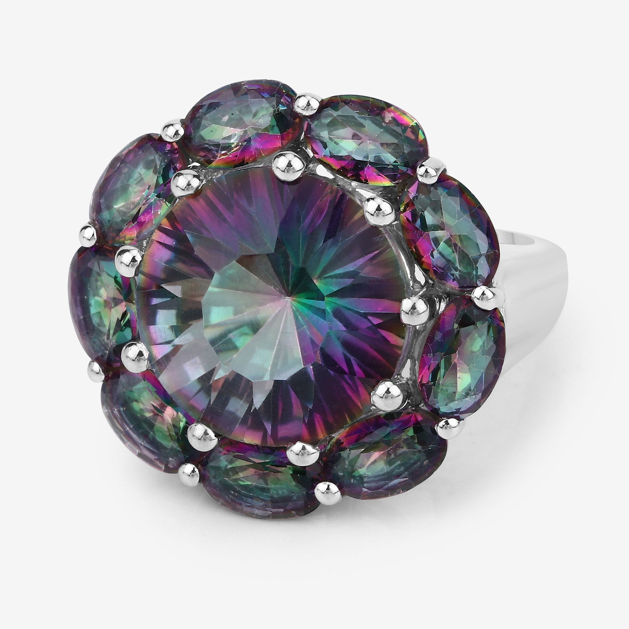11.45 Carat Genuine Rainbow Quartz .925 Sterling Silver Ring on sale at MyriadMart