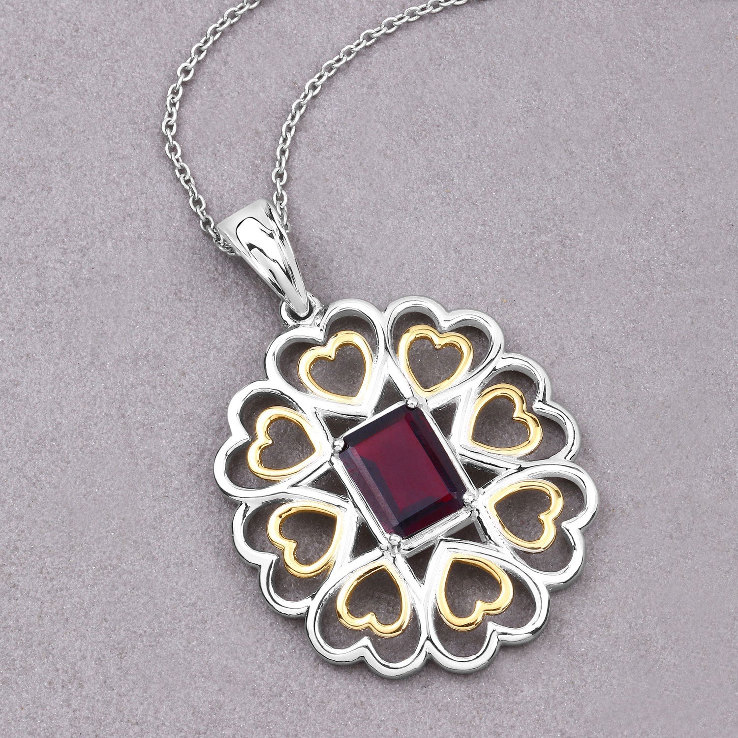 2.55 Carat Genuine Garnet .925 Sterling Silver Pendant on sale at MyriadMart