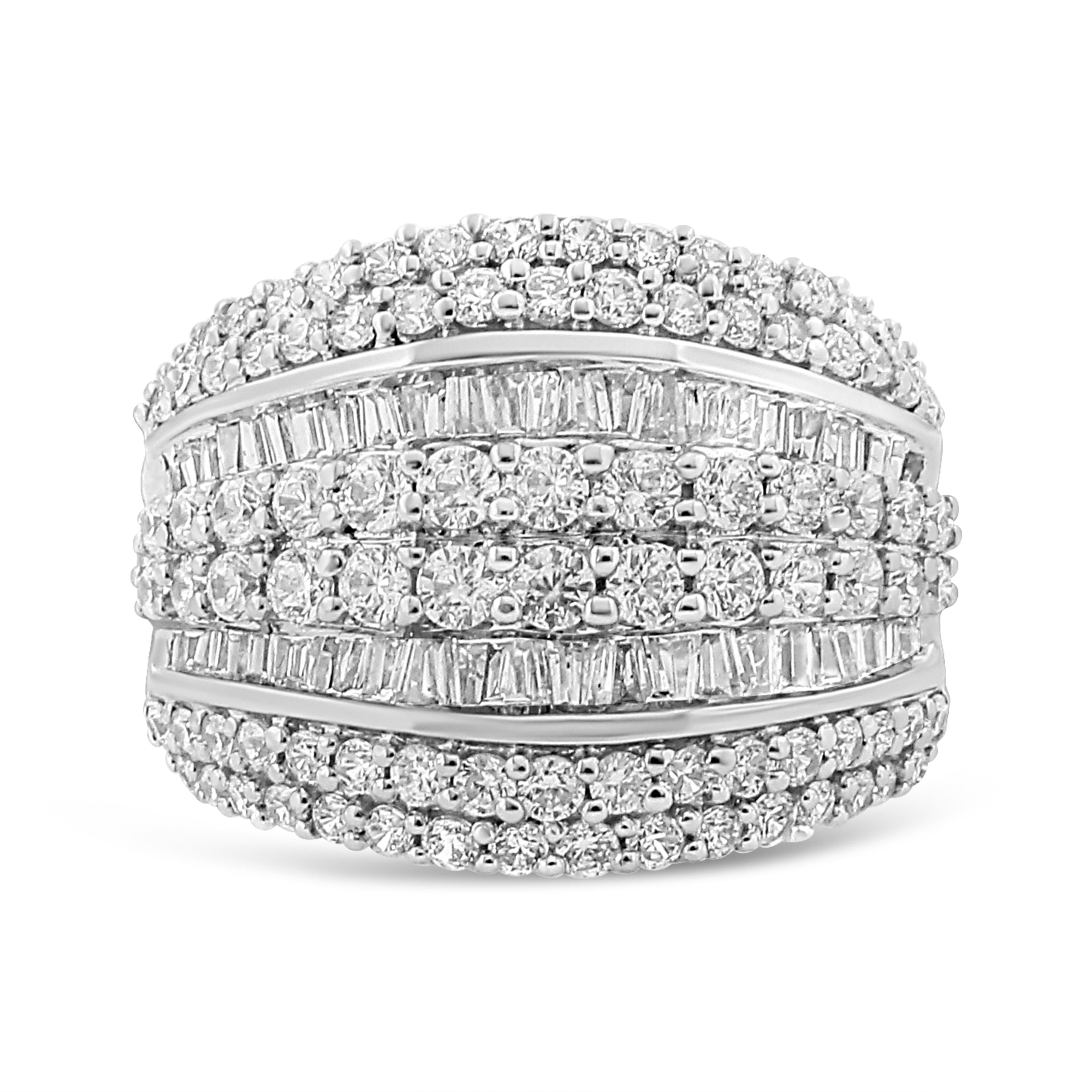 .925 Sterling Silver 2.00 Cttw Round and Baguette-Cut Diamond Cluster Ring H-I Color, I1-I2 Clarity - Size 7 on sale at MyriadMart