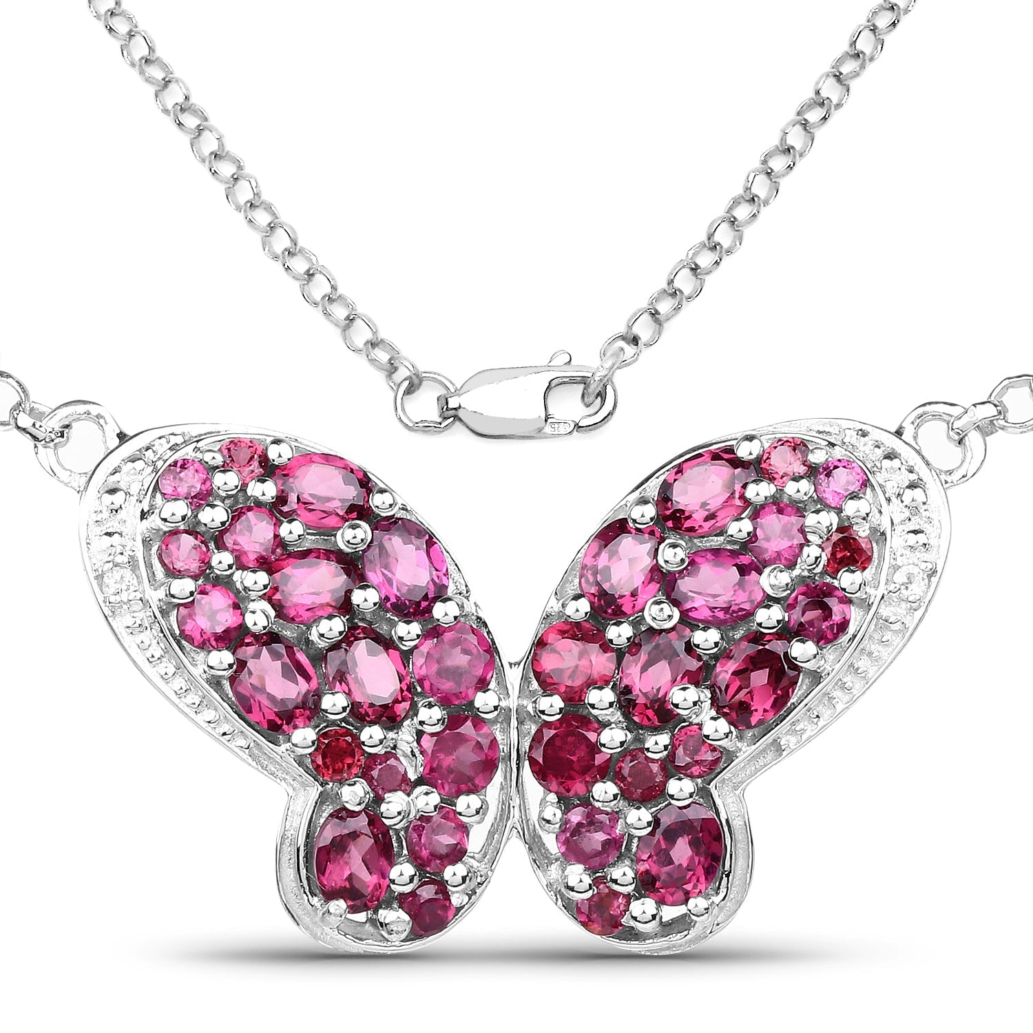 4.15 Carat Genuine Rhodolite and White Topaz .925 Sterling Silver Pendant on sale at MyriadMart