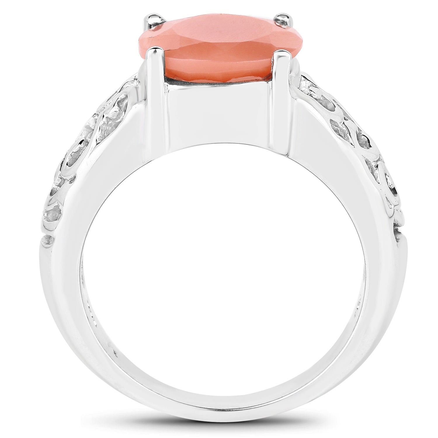 3.30 Carat Genuine Peach Moonstone .925 Sterling Silver Ring on sale at MyriadMart