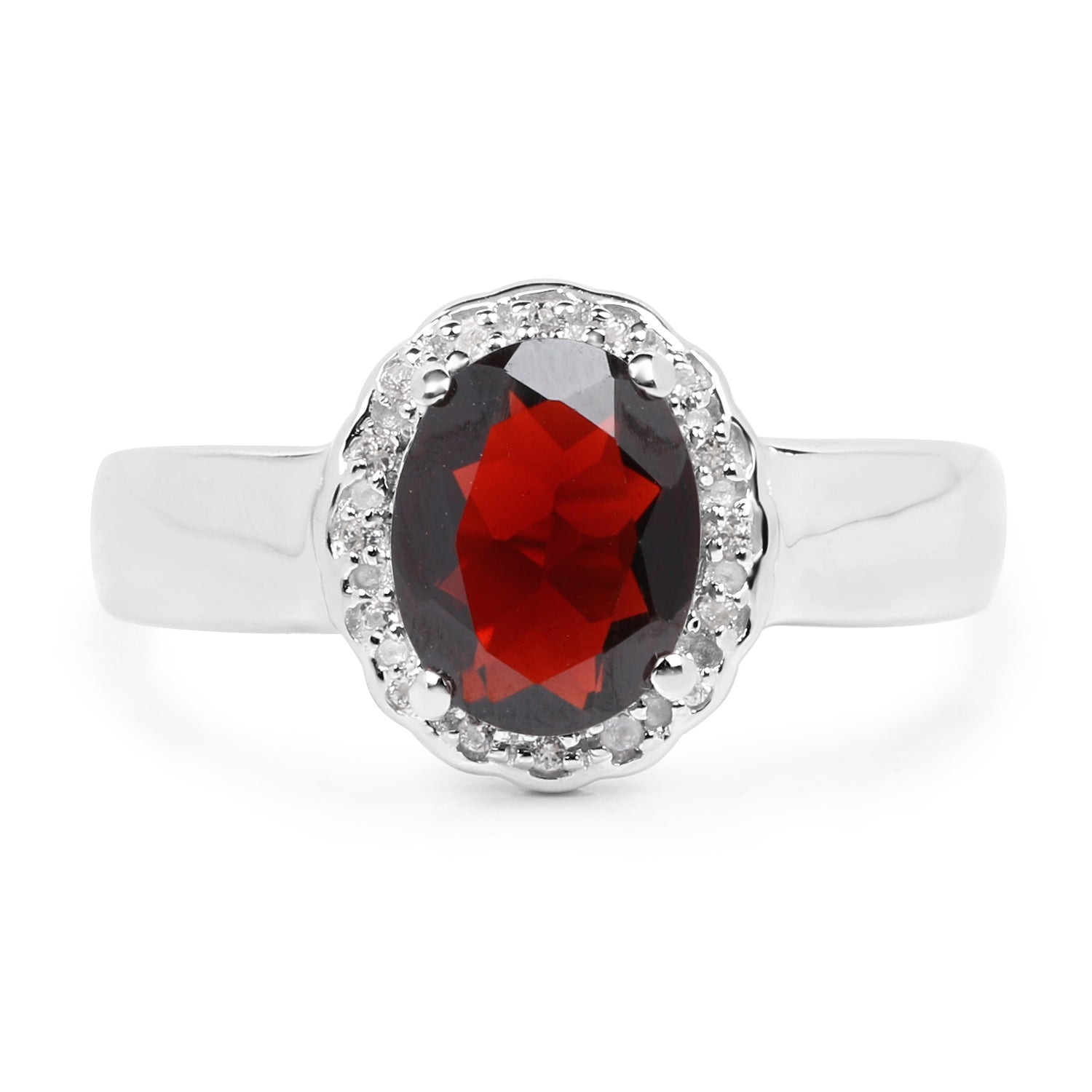 2.58 Carat Genuine Garnet and White Topaz .925 Sterling Silver Ring on sale at MyriadMart