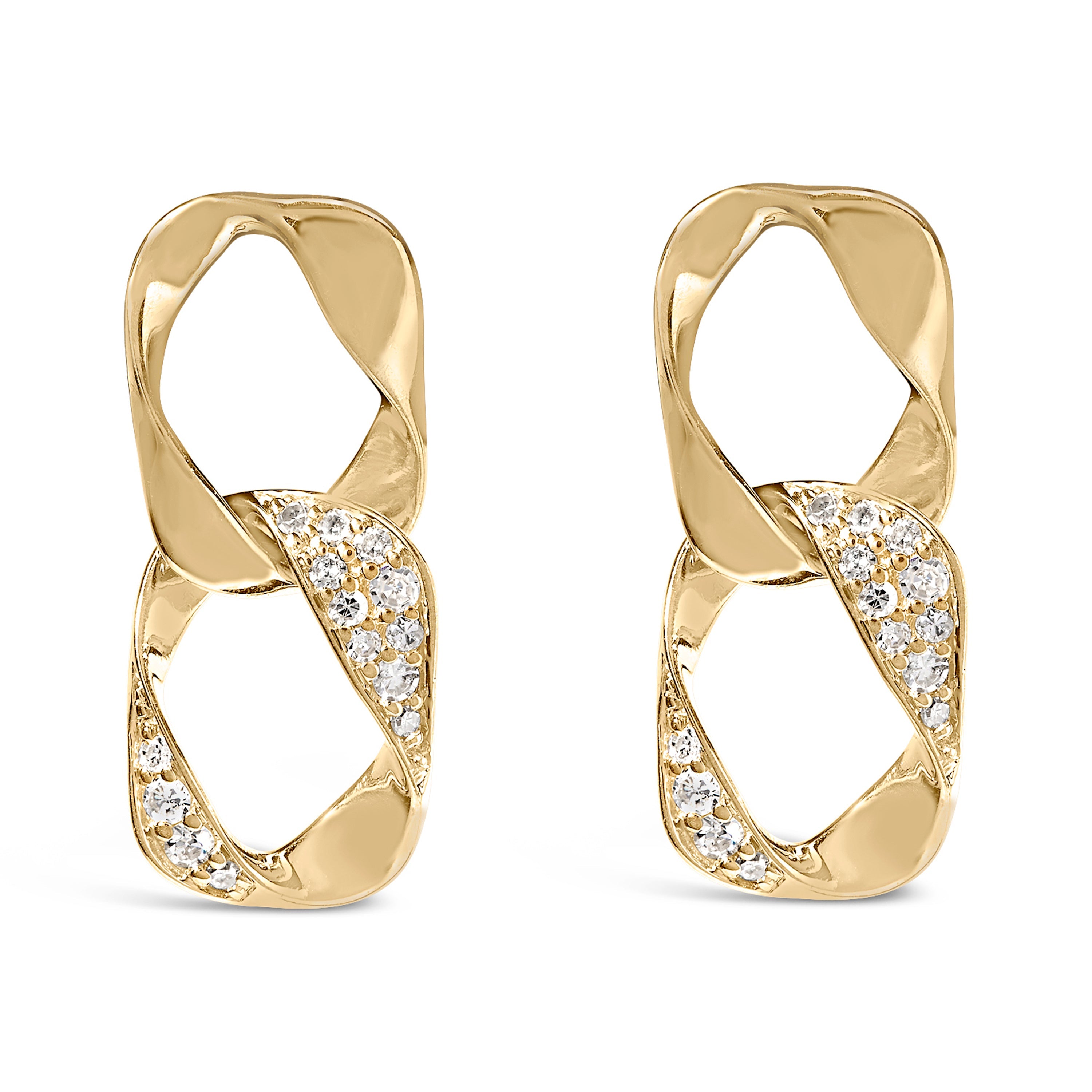 14K Yellow Gold Plated .925 Sterling Silver Open Link 1/5 Cttw Diamond Drop Earrings H-I Color, I1-I2 Clarity on sale at MyriadMart