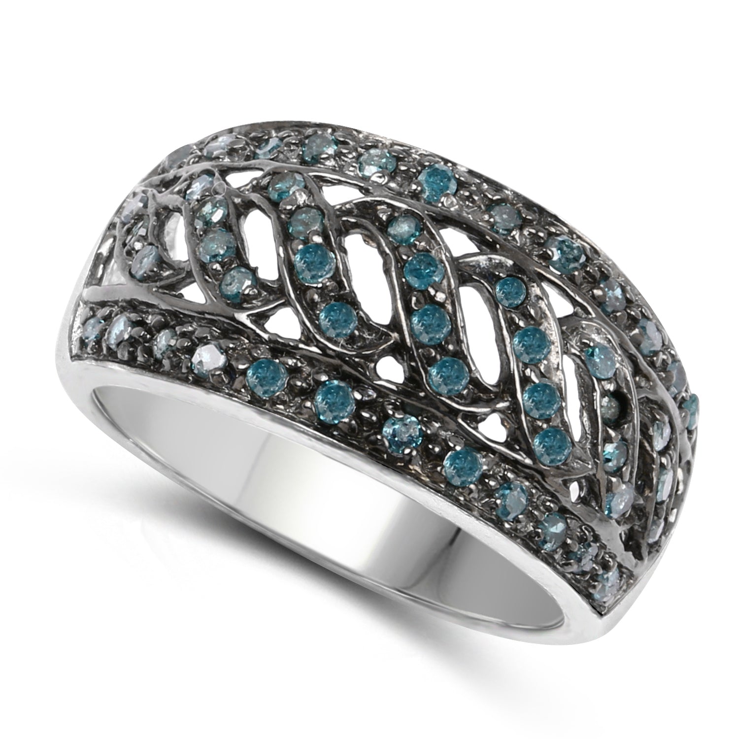 0.60 Carat Genuine Blue Diamond .925 Sterling Silver Ring on sale at MyriadMart