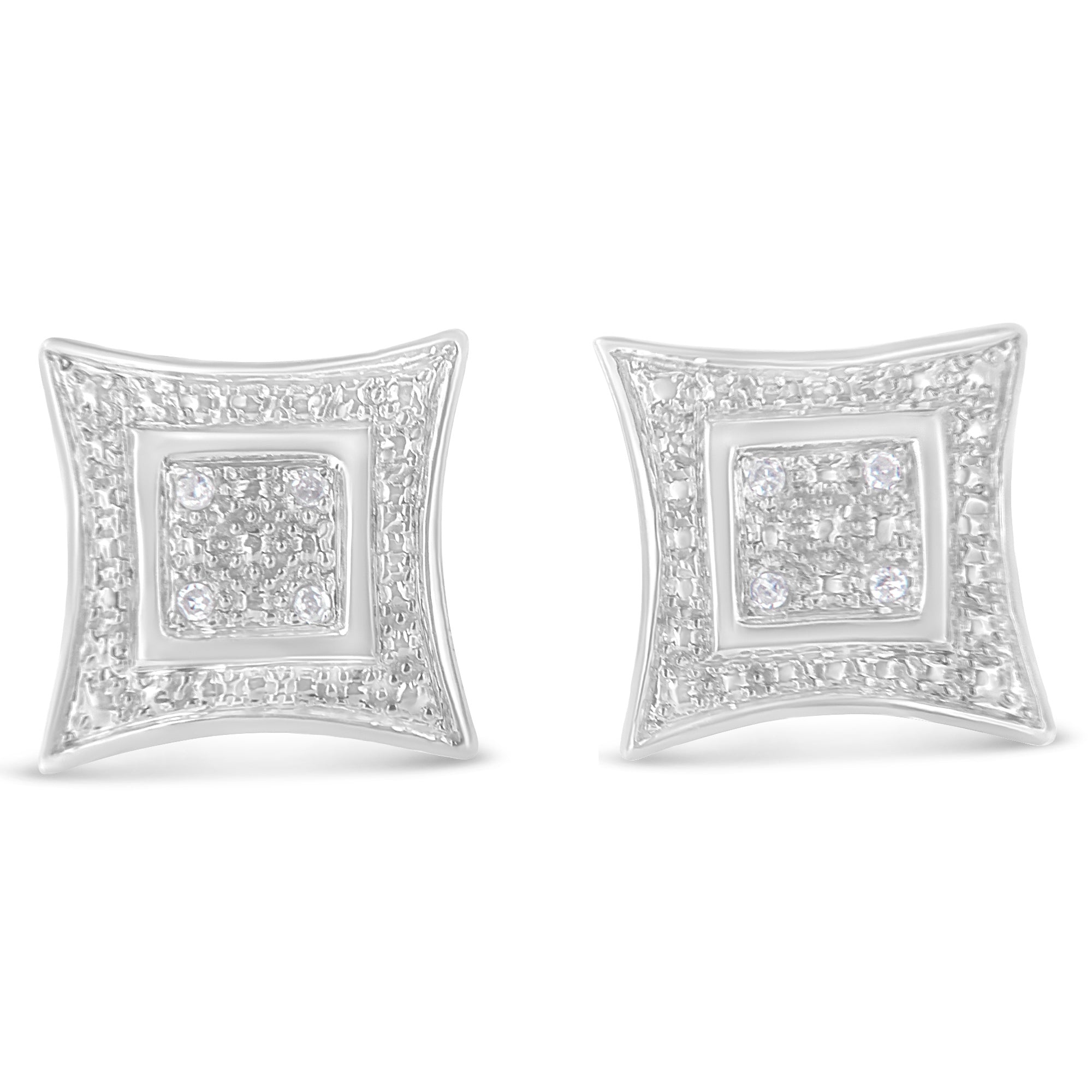 .925 Sterling Silver Diamond Accented 4-Stone Four Pointed Star Shaped Halo-Style Stud Earrings H-I Color, I2-I3 Clarity on sale at MyriadMart