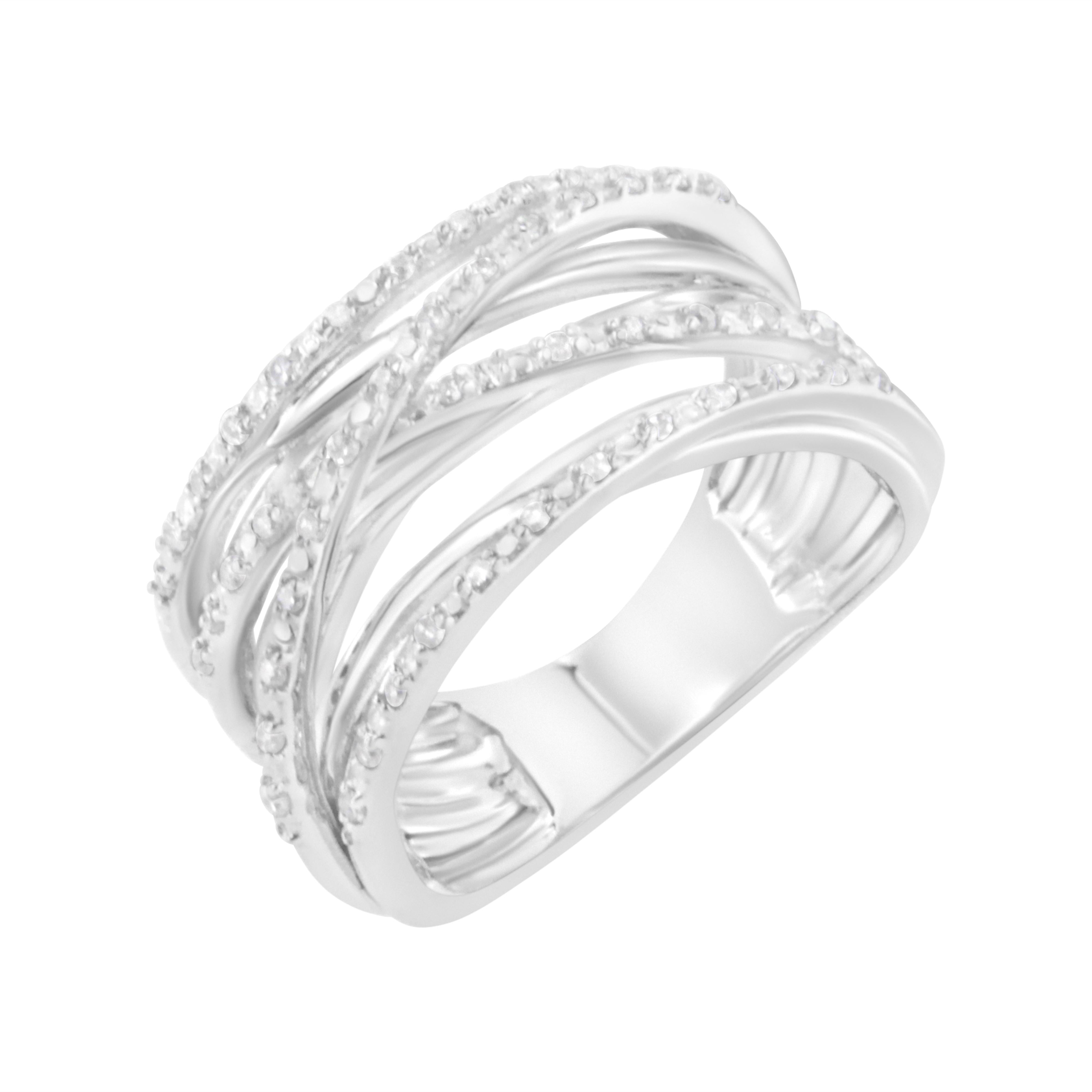 .925 Sterling Silver 1/4 Cttw Prong Set Round-Cut Diamond Bypass Ring I-J Color, I1-I2 Clarity - Size 7 on sale at MyriadMart