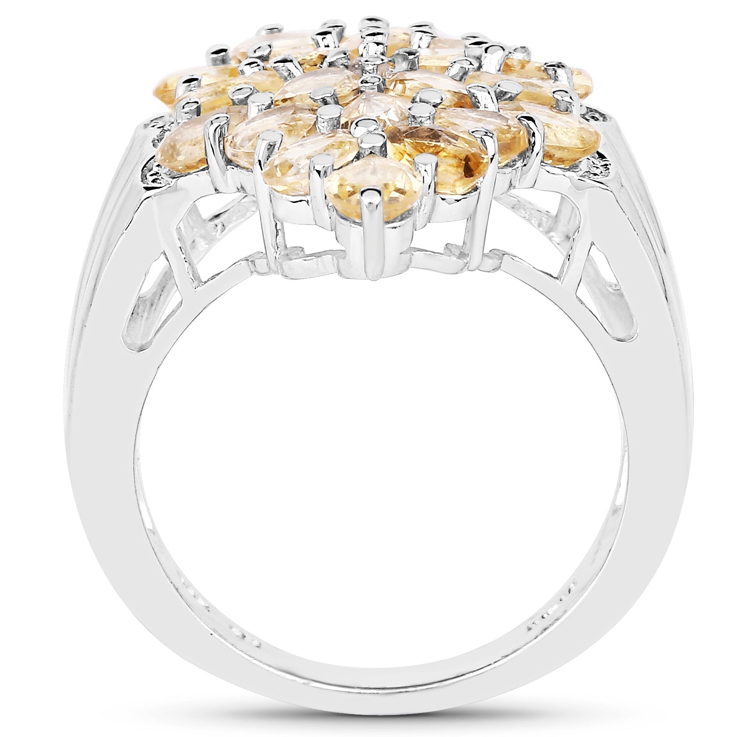 3.54 Carat Genuine Citrine and White Topaz .925 Sterling Silver Ring on sale at MyriadMart