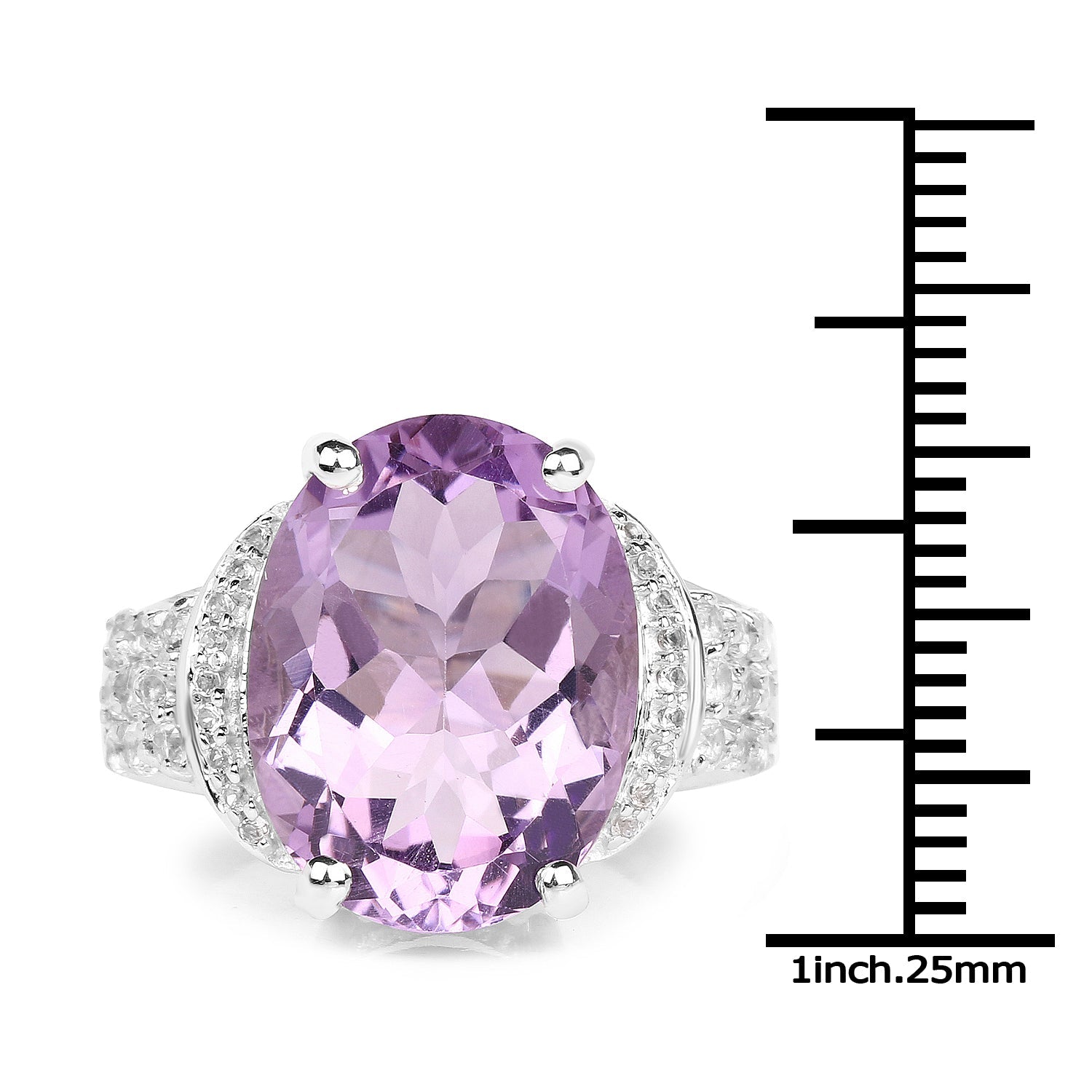 8.98 Carat Genuine Amethyst & White Topaz .925 Sterling Silver Ring on sale at MyriadMart