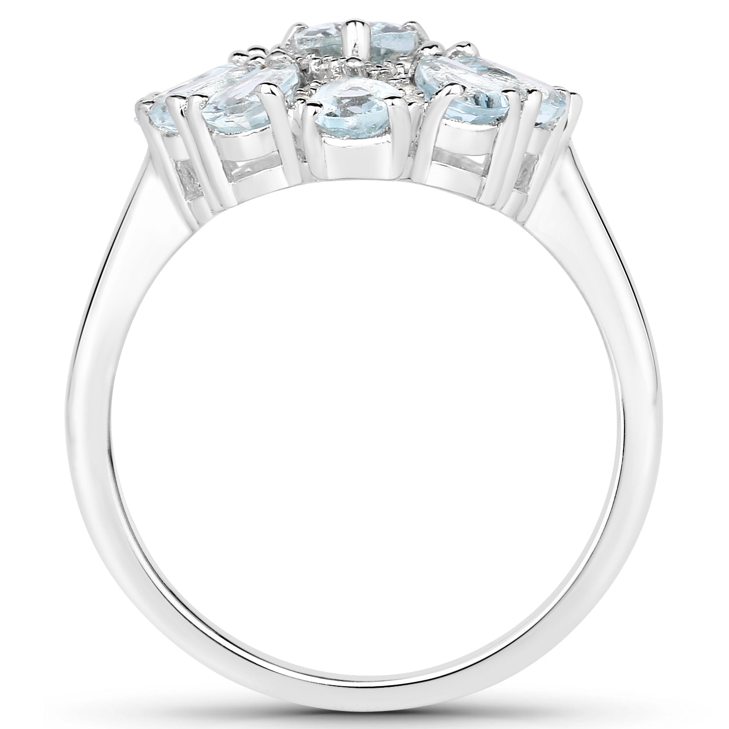 1.89 Carat Genuine Aquamarine and White Topaz .925 Sterling Silver Ring on sale at MyriadMart