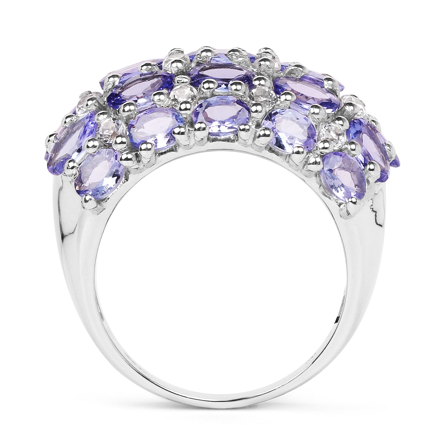 7.29 Carat Genuine Tanzanite and White Topaz .925 Sterling Silver Ring on sale at MyriadMart