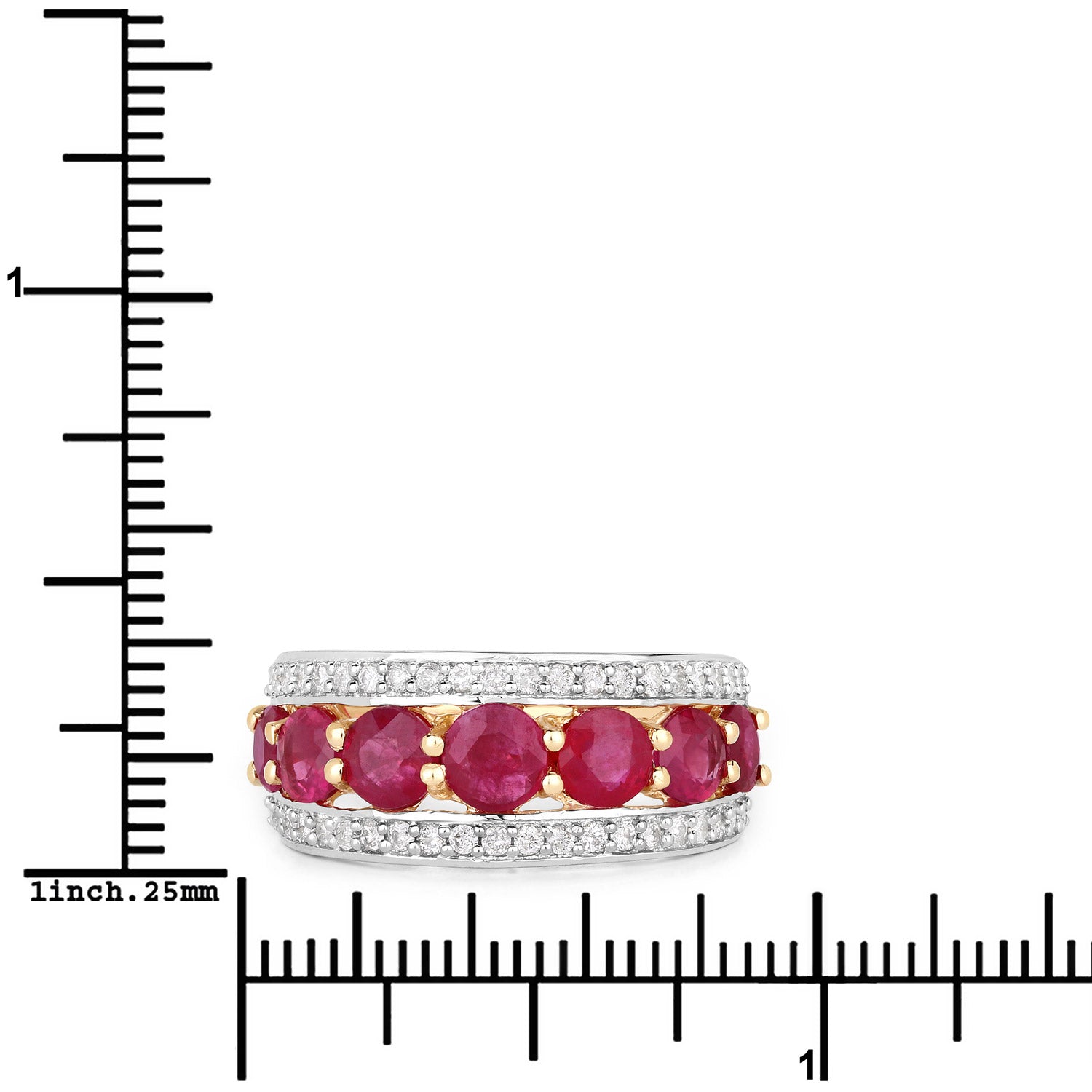 3.24 Carat Genuine Ruby and White Diamond 14K Yellow Gold Ring on sale at MyriadMart