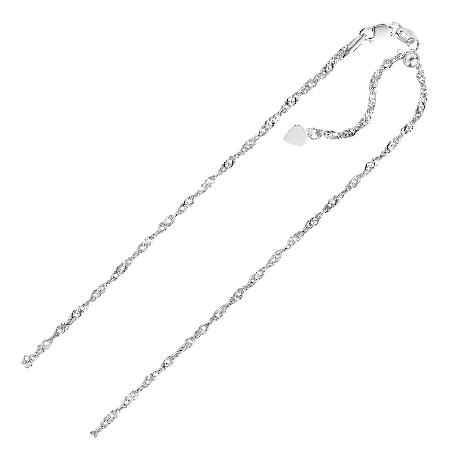 Sterling Silver 1.5mm Adjustable Singapore Chain on sale at MyriadMart