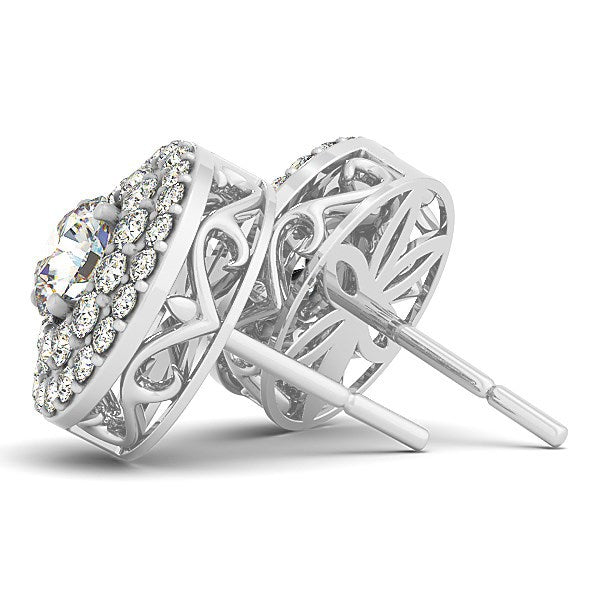 14k White Gold Double Halo Round Diamond Earrings 1 1/4 cttw on sale at MyriadMart
