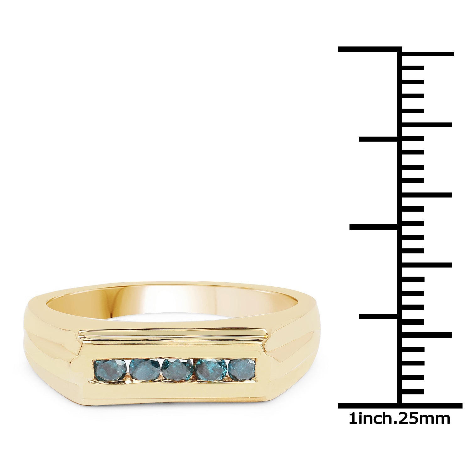 14K Yellow Gold Plated 0.25 Carat Genuine Blue Diamond .925 Sterling Silver Ring on sale at MyriadMart