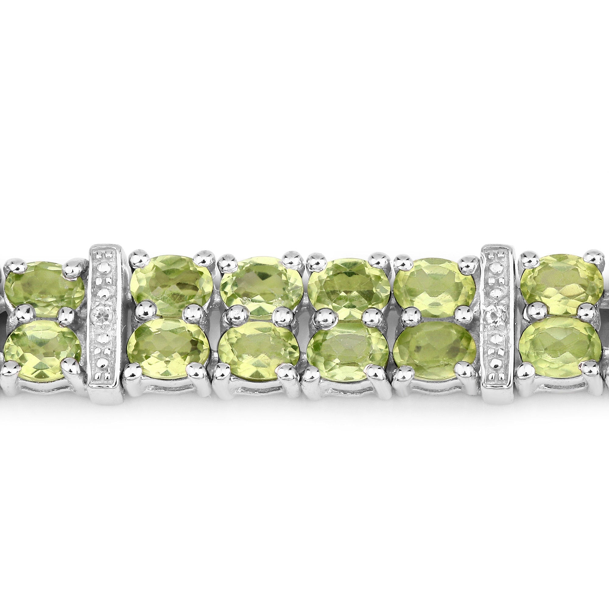 12.97 Carat Genuine Peridot and White Topaz .925 Sterling Silver Bracelet on sale at MyriadMart