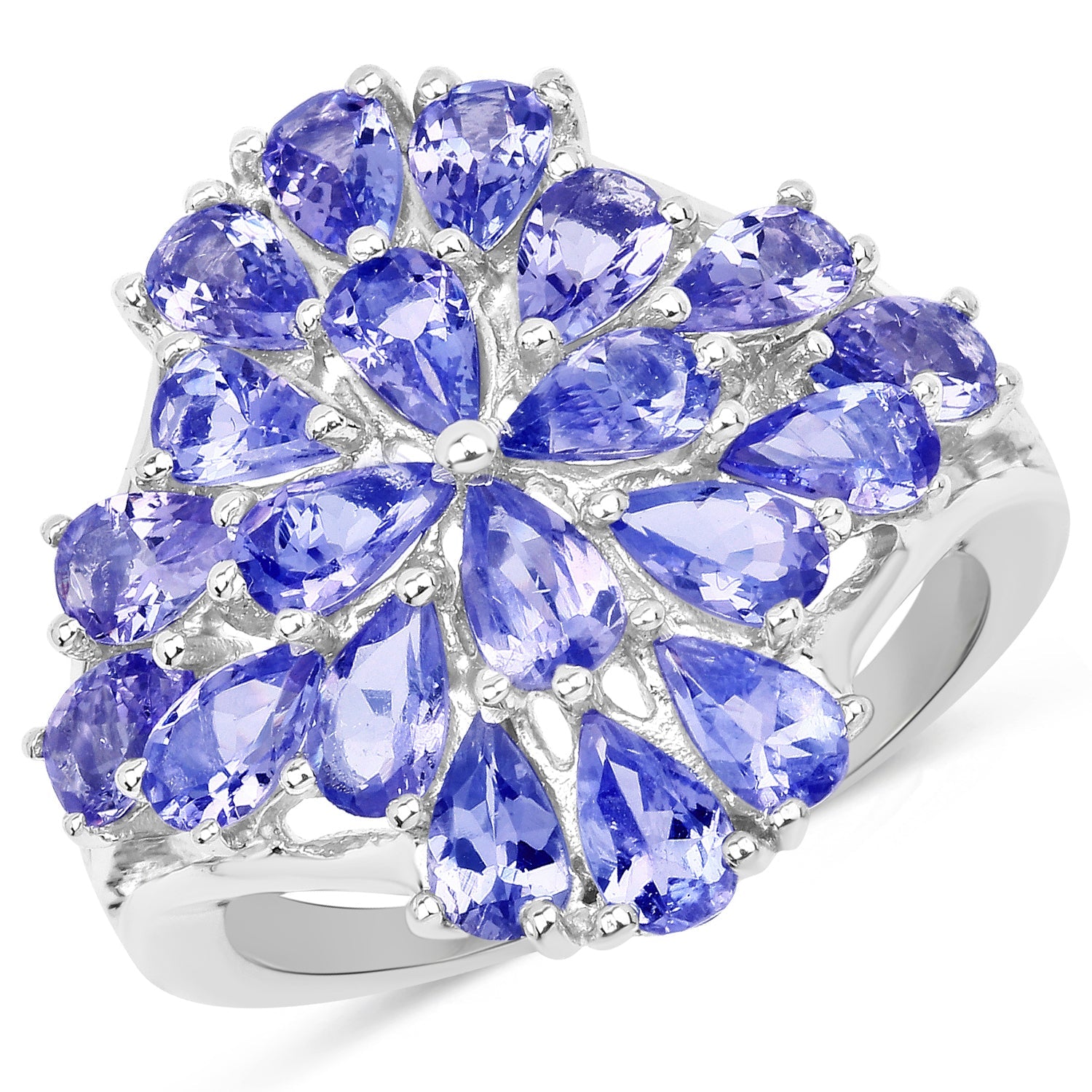 4.20 Carat Genuine Tanzanite .925 Sterling Silver Ring on sale at MyriadMart