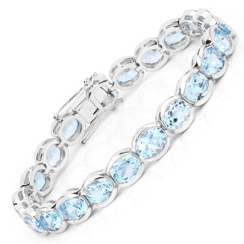 44.00 Carat Genuine Blue Topaz .925 Sterling Silver Bracelet on sale at MyriadMart