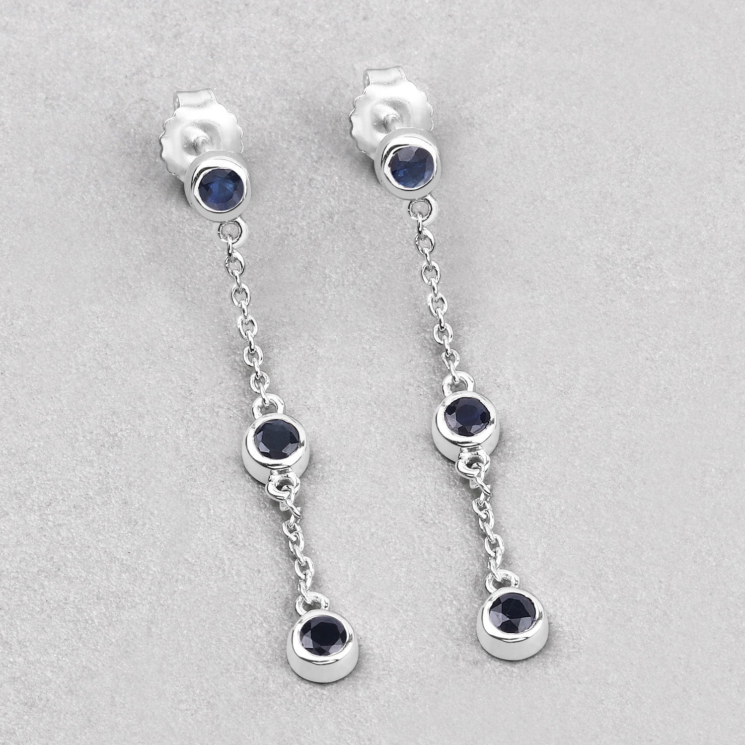 0.66 Carat Genuine Blue Sapphire .925 Sterling Silver Earrings on sale at MyriadMart