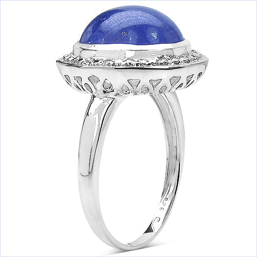 7.10 Carat Genuine Tanzanite .925 Sterling Silver Ring on sale at MyriadMart