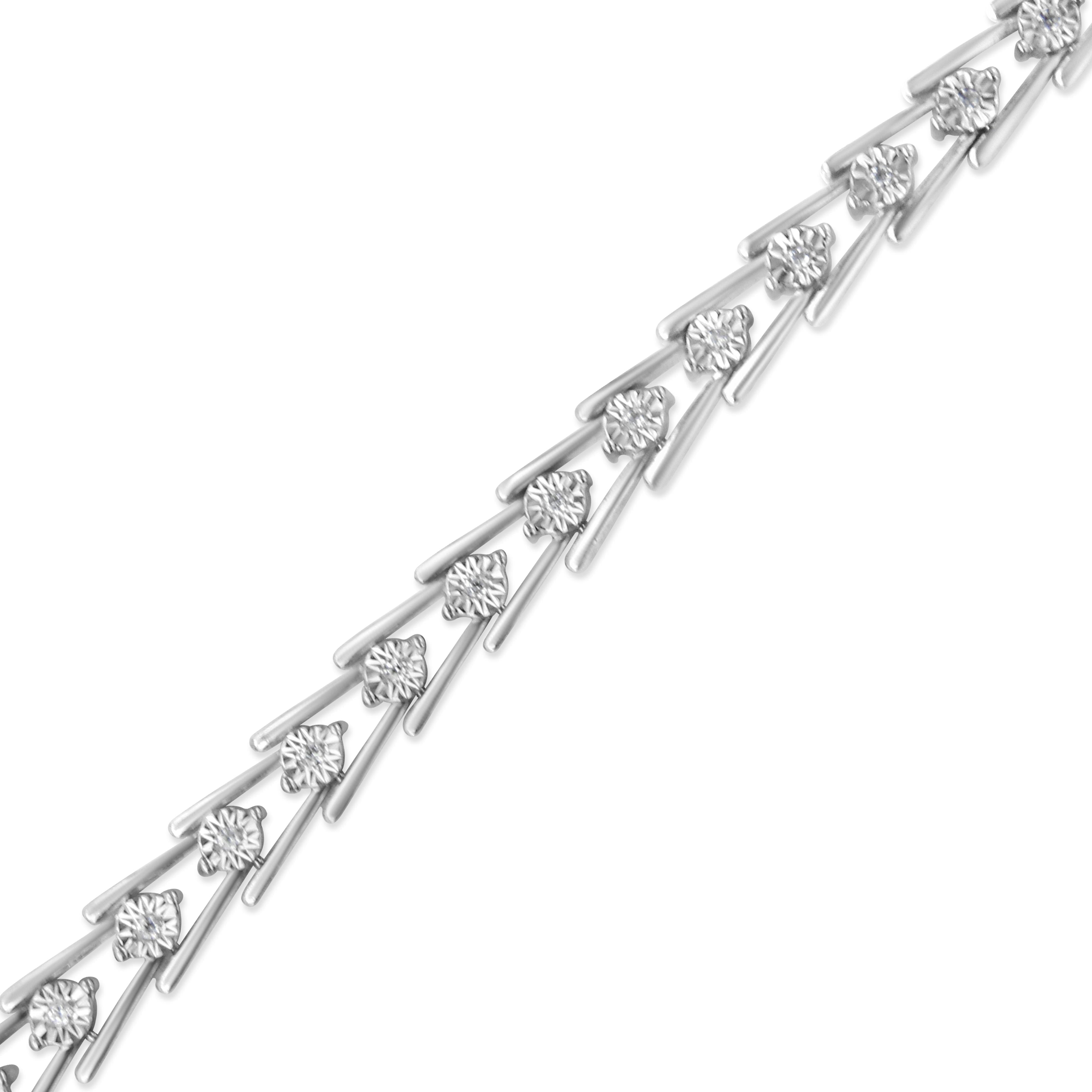 .925 Sterling Silver Diamond Miracle-Set Double Swoosh Milgrain Style Tennis Bracelet 1/2 cttw, I-J Color, I3 Clarity - Size 7.75" on sale at MyriadMart