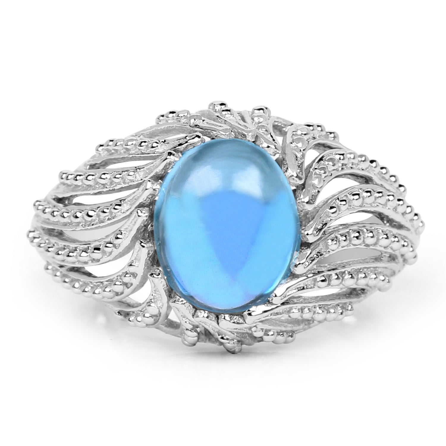 3.65 Carat Genuine Swiss Blue Topaz .925 Sterling Silver Ring on sale at MyriadMart