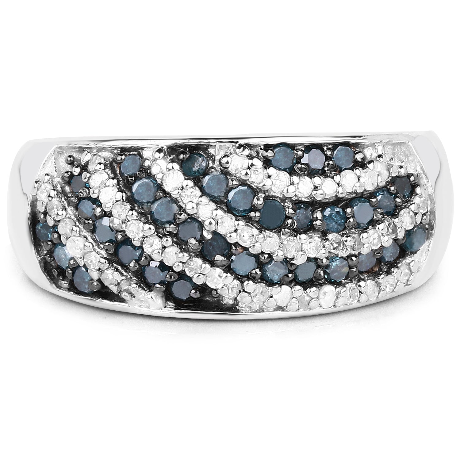 0.62 Carat Genuine Blue Diamond and White Diamond .925 Sterling Silver Ring on sale at MyriadMart