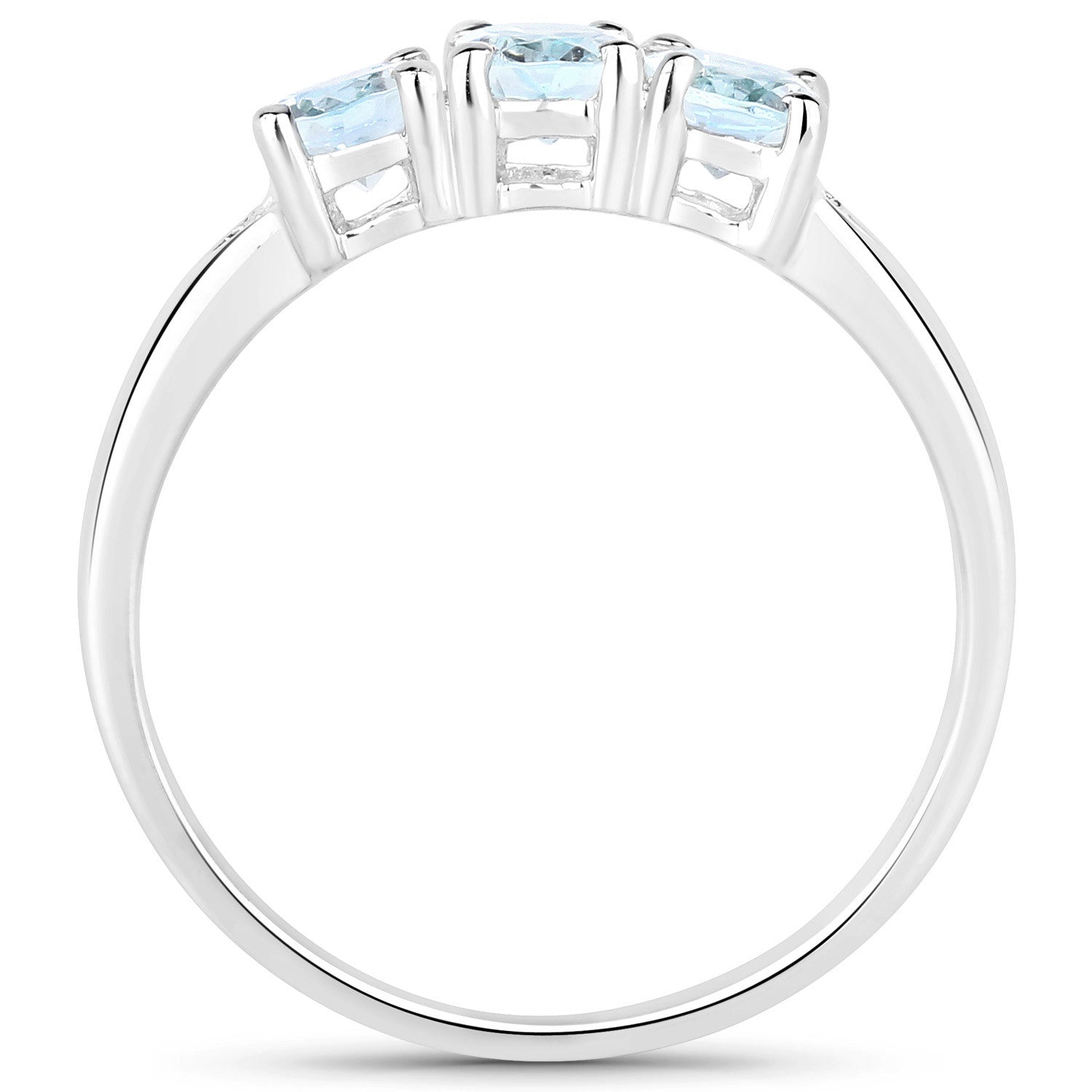 0.95 Carat Genuine Aquamarine and White Diamond .925 Sterling Silver Ring on sale at MyriadMart