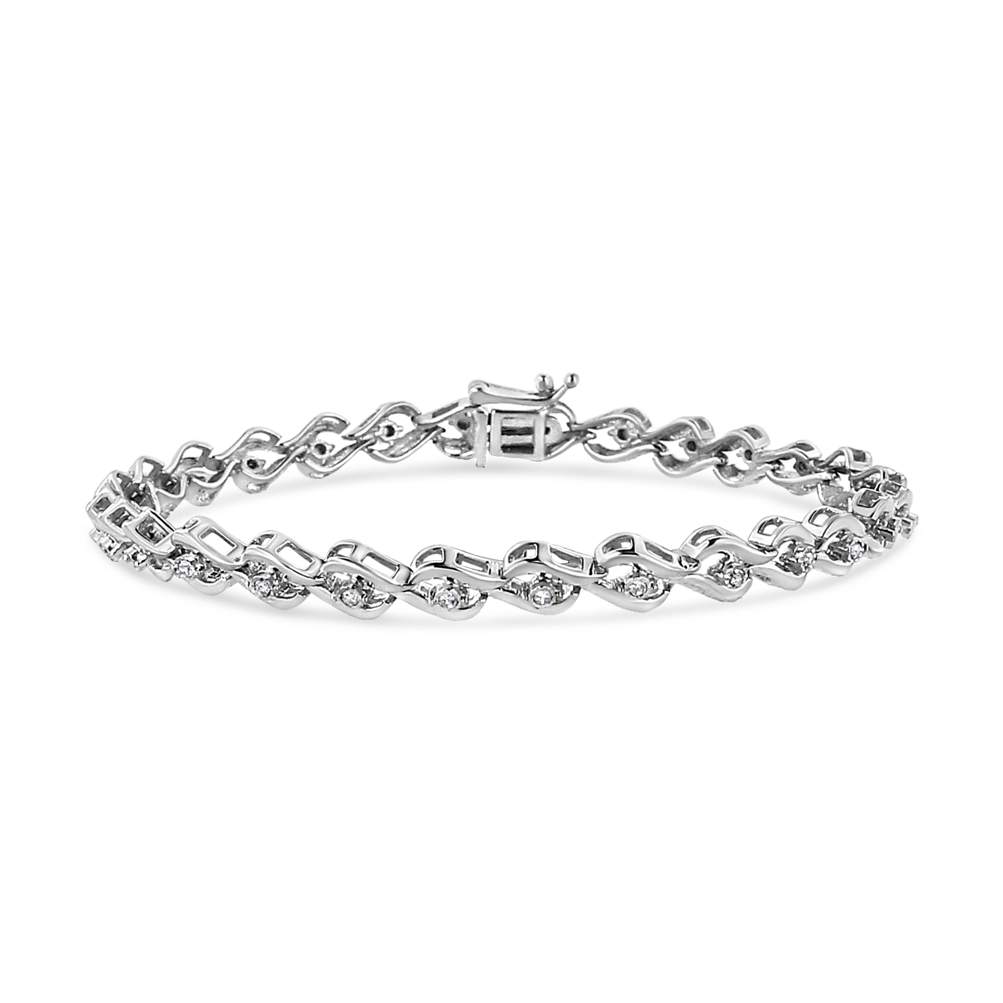 .925 Sterling Silver 1/10 Cttw Round-Cut Diamond Links of Flame Bracelet I-J Color, I3 - 7.25" on sale at MyriadMart