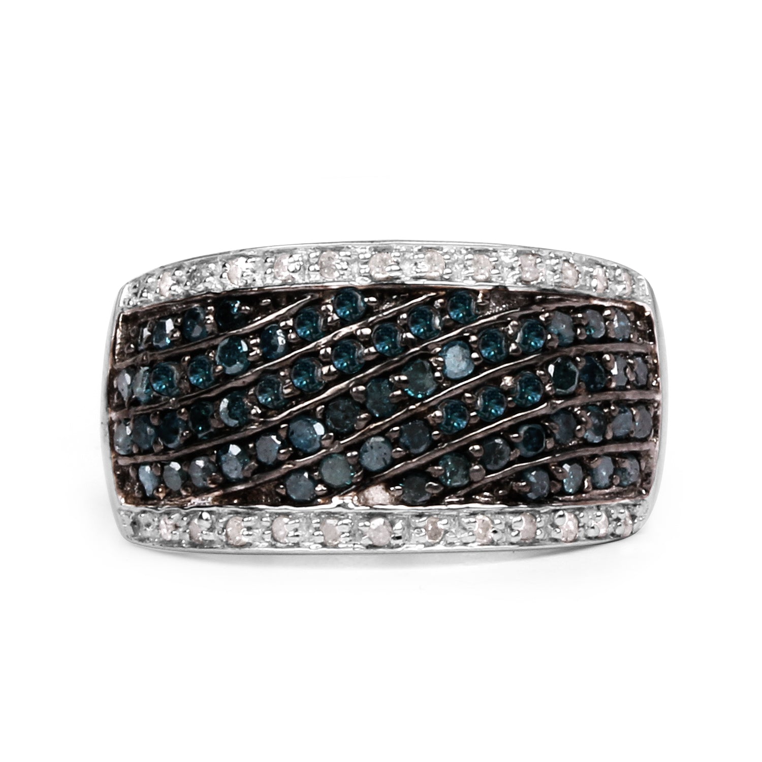 0.80 Carat Genuine Blue Diamond and White Diamond .925 Sterling Silver Ring on sale at MyriadMart