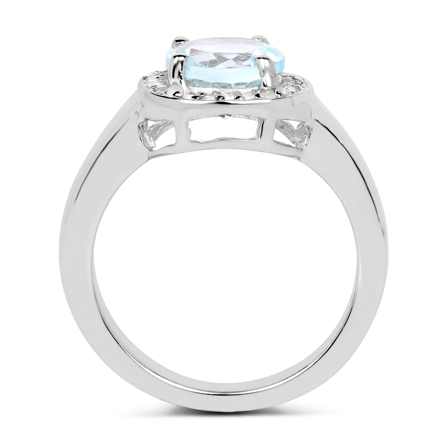 2.37 Carat Genuine Blue Topaz and White Topaz .925 Sterling Silver Ring on sale at MyriadMart