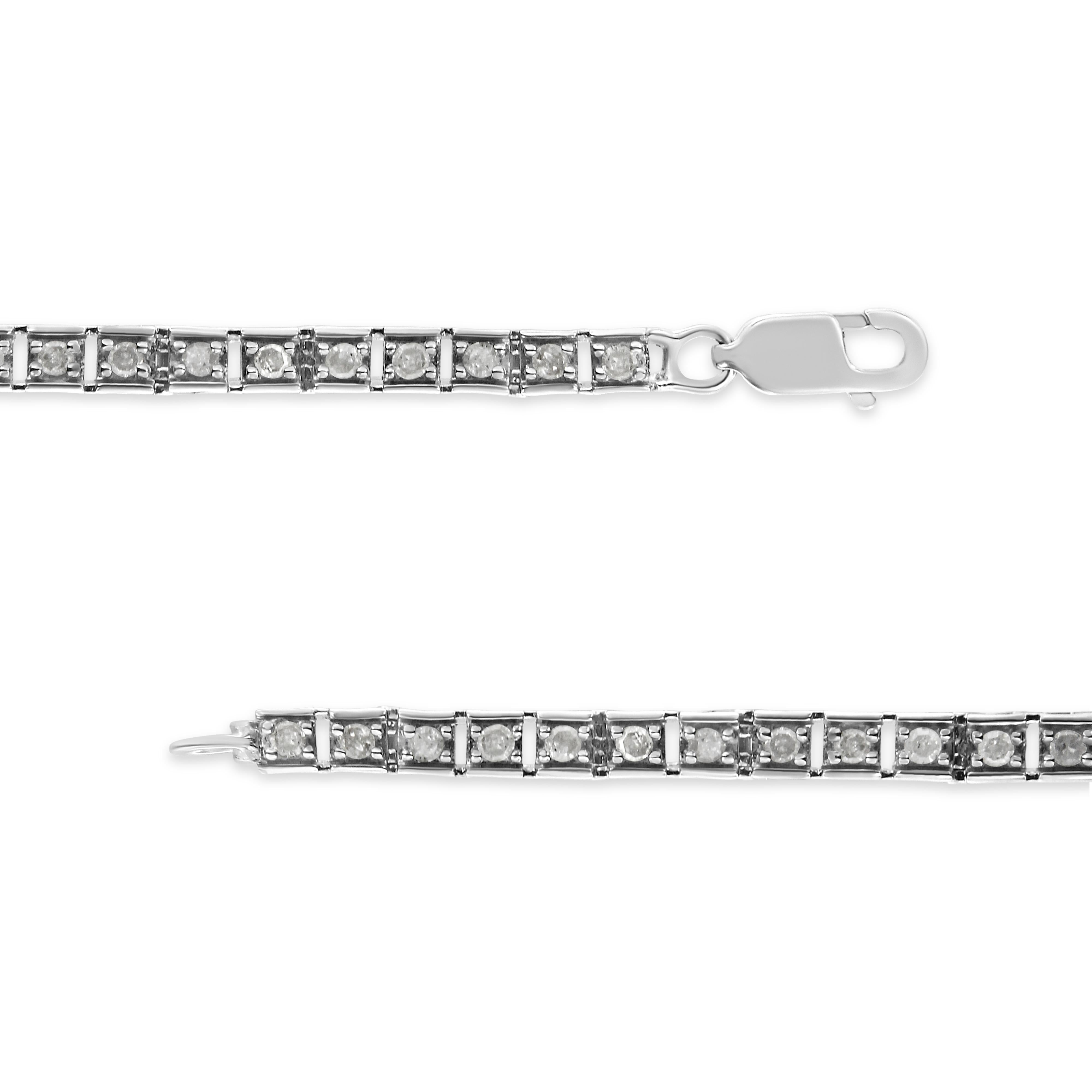 .925 Sterling Silver 1.0 Cttw Diamond Square Hybrid Link 7" Tennis Bracelet I-J Color, I2-I3 Clarity on sale at MyriadMart